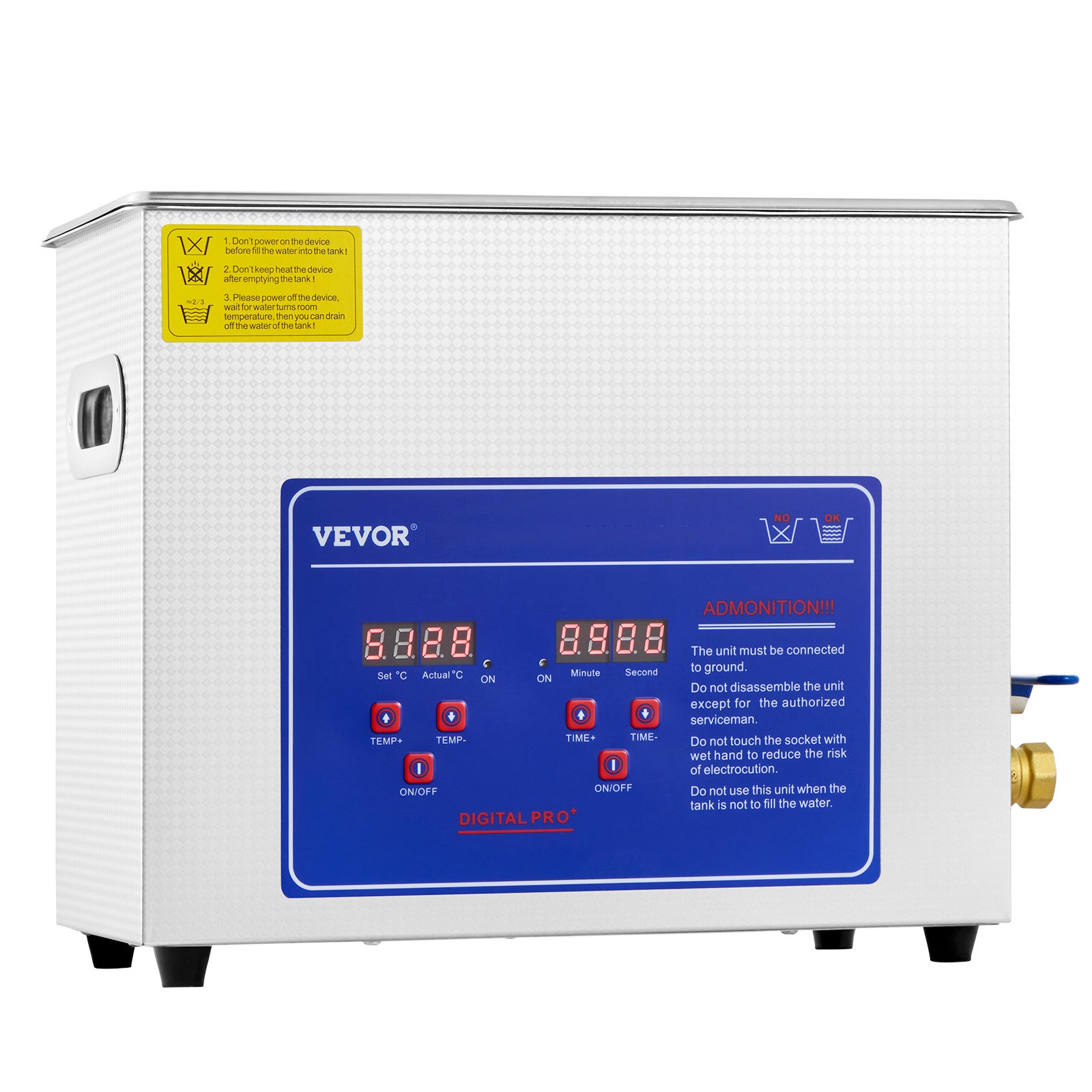Nettoyeur à Ultrasons Professionnel 6 L VEVOR, Nettoyeur Ultrasonique Inox avec Minuterie Digitale et Chauffage 40 kHz - 9