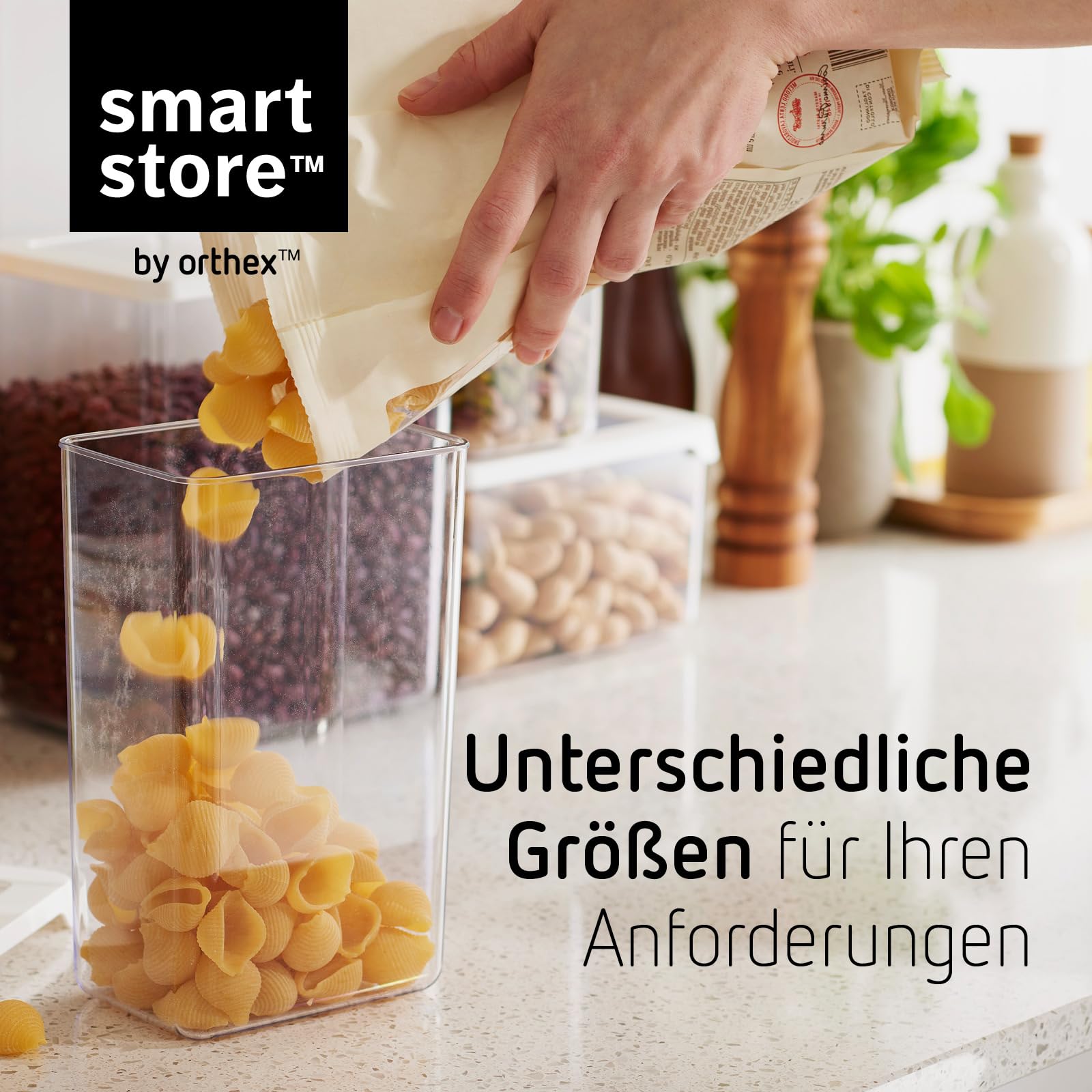 SmartStore Contenitori ermetici trasparenti per alimenti secchi con coperchio, set di 5-20% in plastica biologica con coperchio, senza BPA, lavabili i - 2
