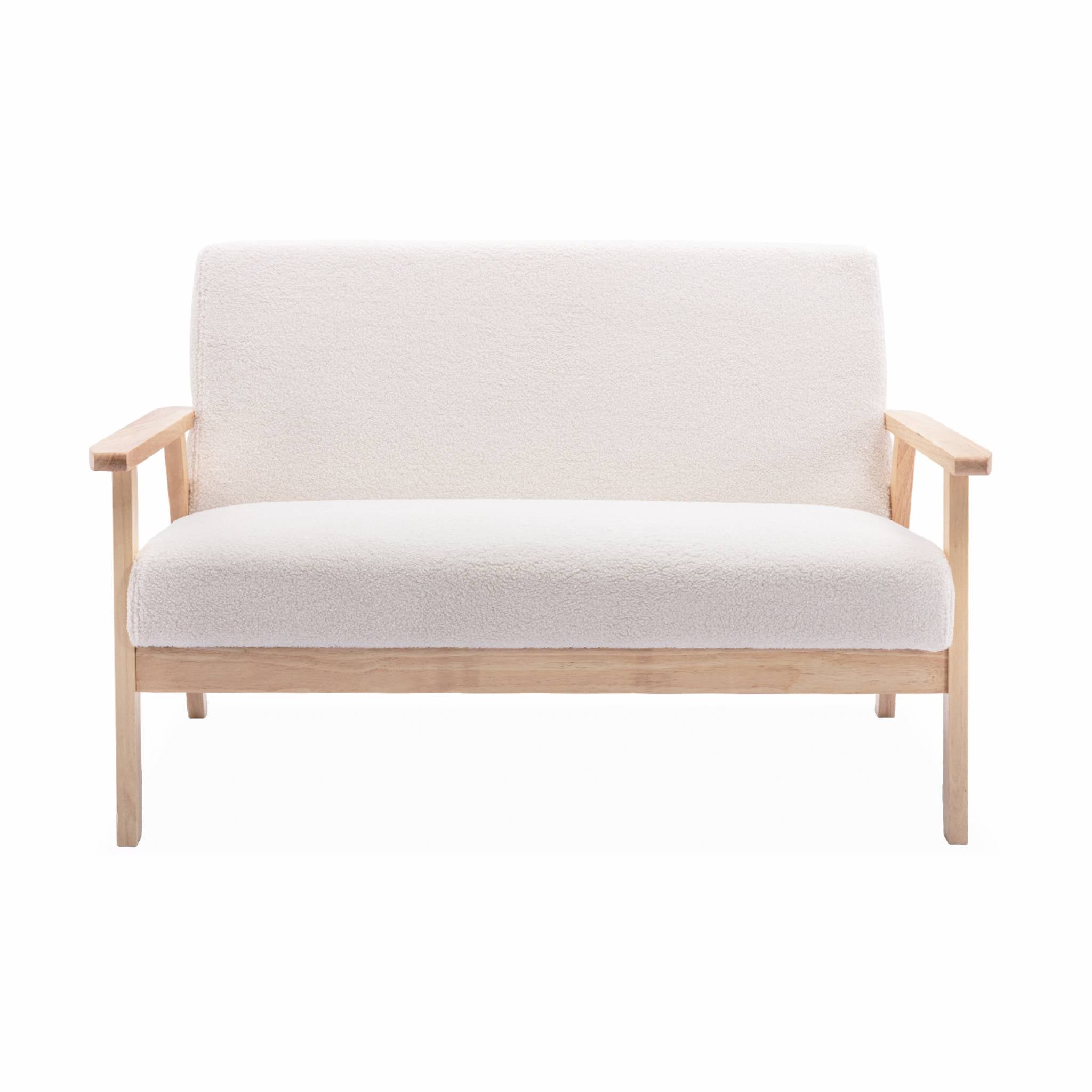 Banquette canapé en bois et tissu bouclette. Isak. L 114 x P 69.5 x H 73cm - 2