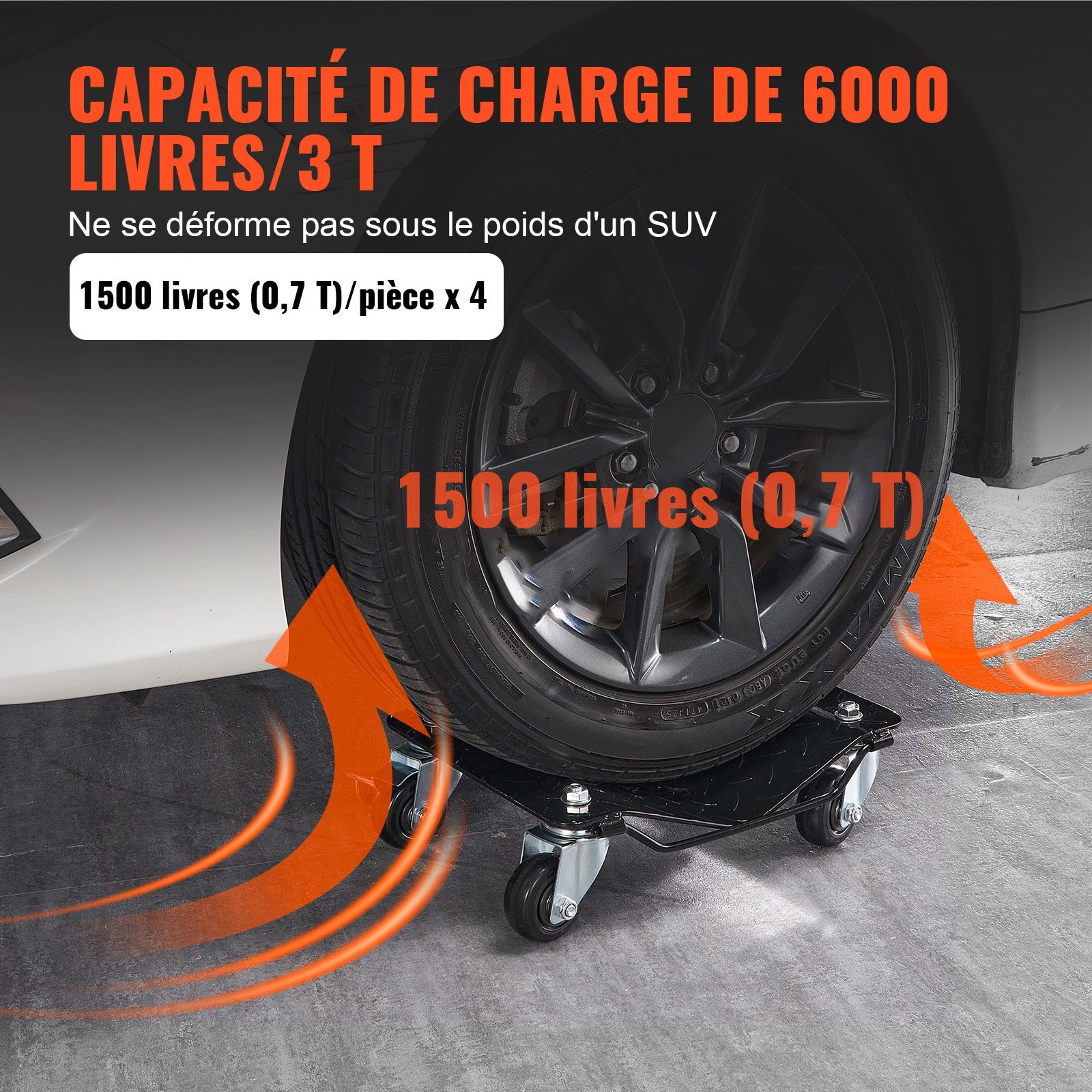 Lot de SucceBuy 4 chariots de réparation de roues et pneus pour voiture,robustes,6000 lb - 5