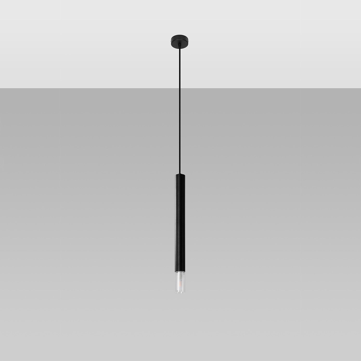 Lampa sufitowa wisząca Wezyr czarno-przezroczysta 1xG9x12W wym: 120 x 8 x 8 cm metal Sollux Lighting