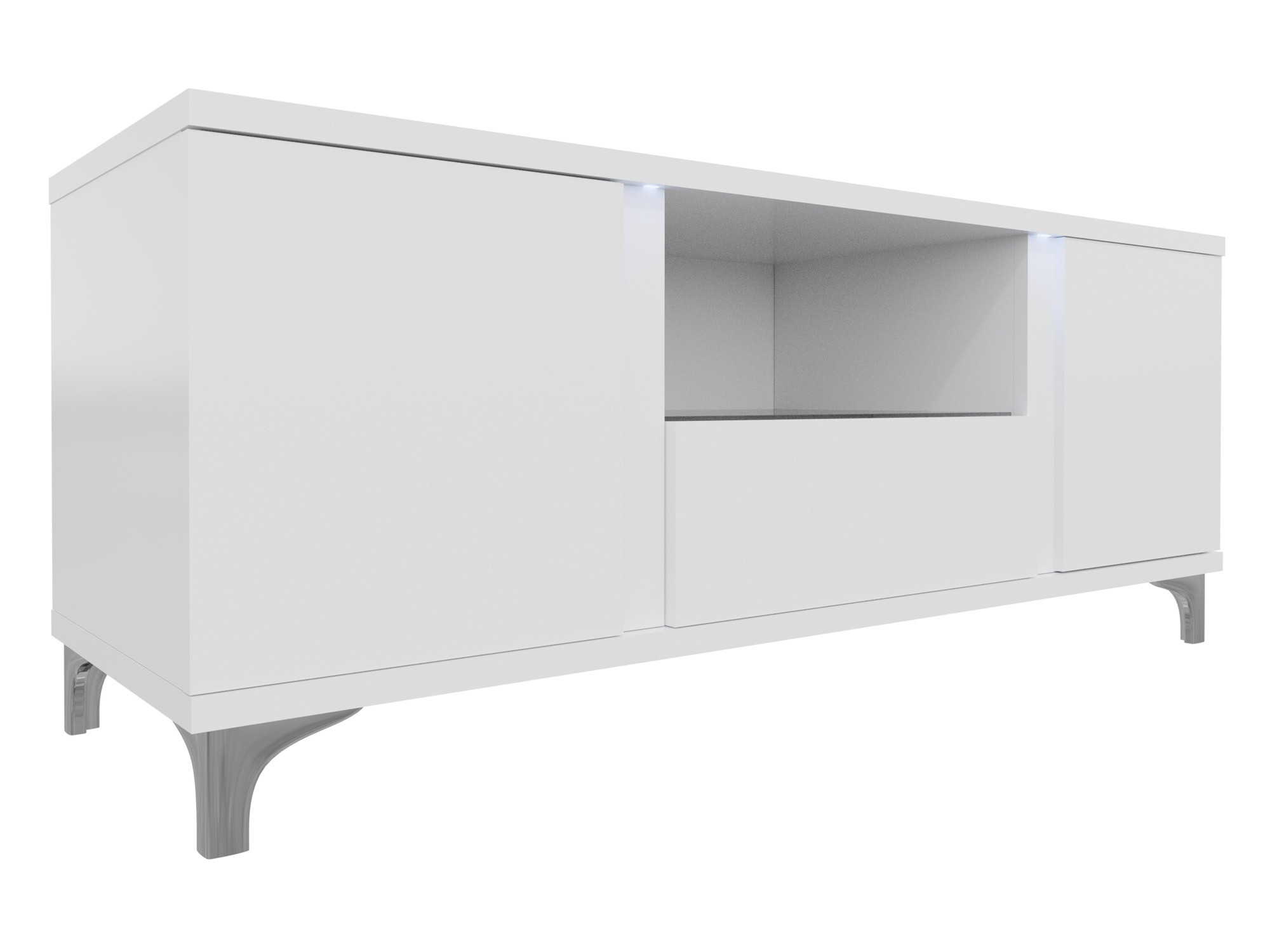 Meuble TV Nashville B113, Blanc, Blanc brillant, Le nombre de portes: 3