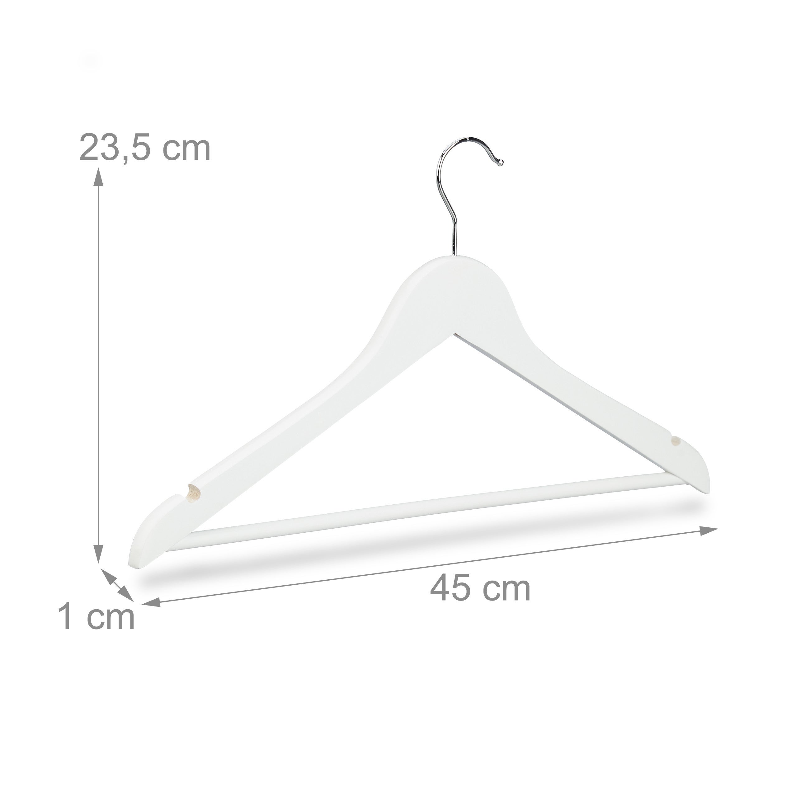 Cintres bois 50, Cintre manteaux, Pantalons, robes, vêtements, 50 pièces, Crochet rotatif 360°, solide, blanc, Relaxdays - 4