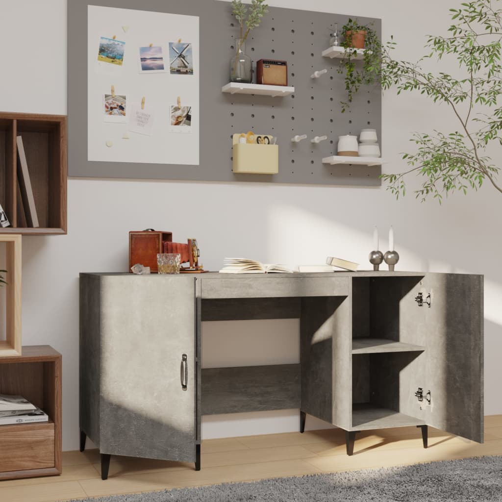 Maison Exclusive - Bureau Gris béton 140x50x75 cm Bois d'ingénierie - 3