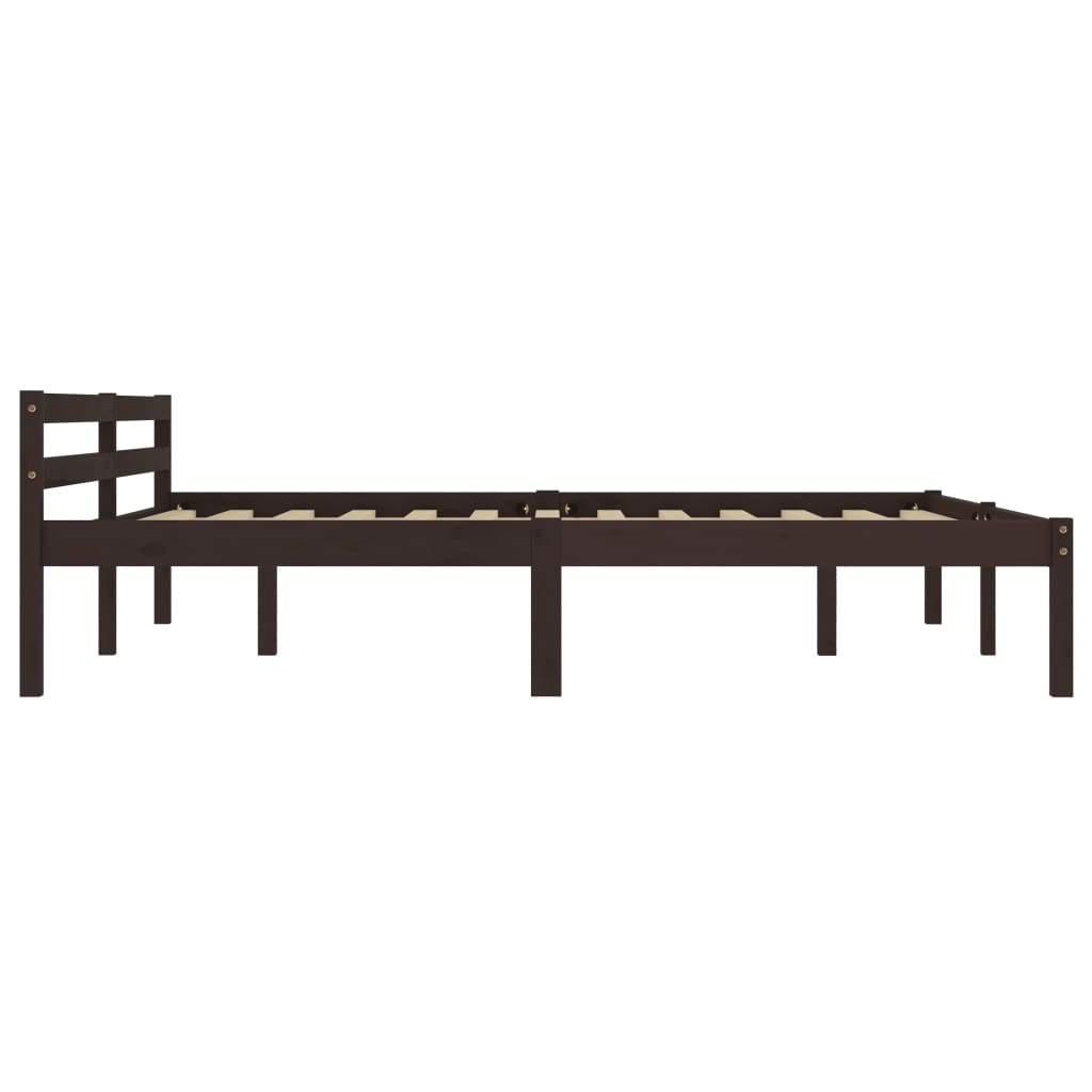 Cadre de lit sans matelas marron foncé pin massif 160 x 200 cm - 4
