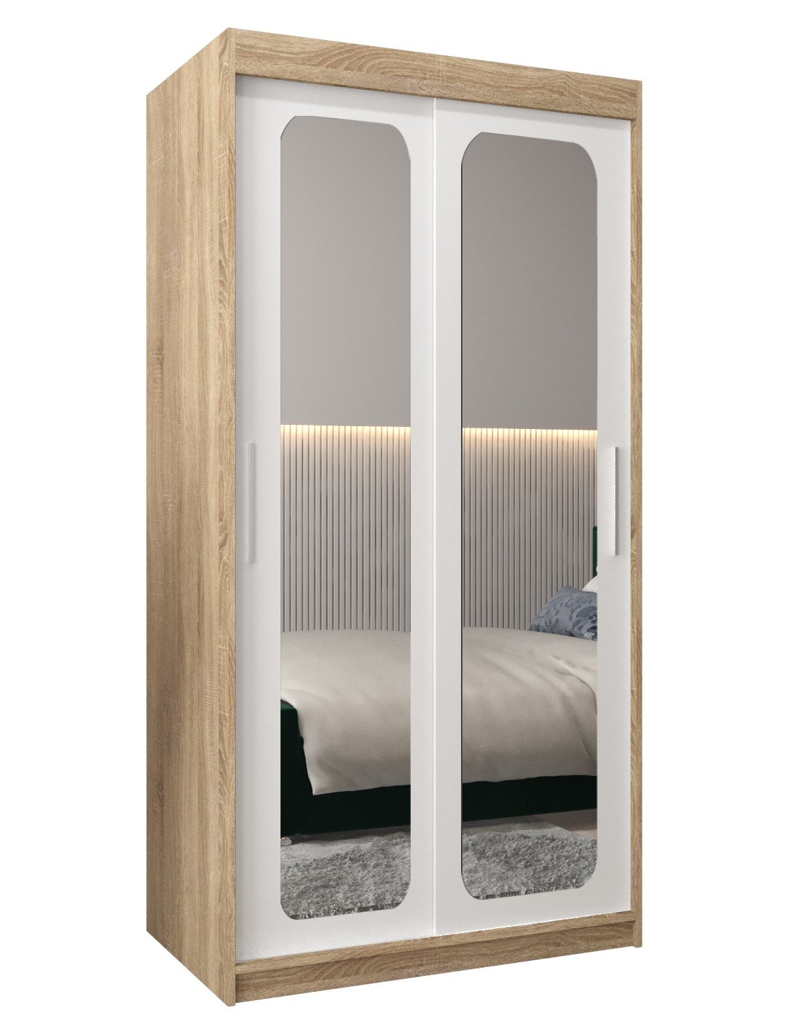 Szafa przesuwna garderoba PROMO T3 100 x 62 x 200 cm Sonoma + Biały - Abiks Meble