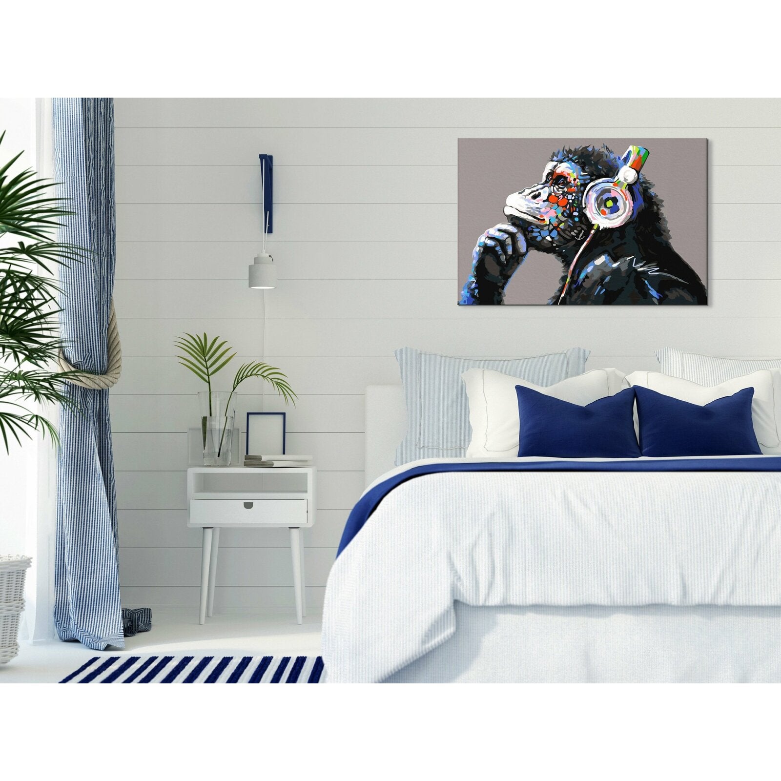 Toile DIY Colorée de Gorille Penseur pour Peinture 60 x 40 cm Gris et Multicolore - 2