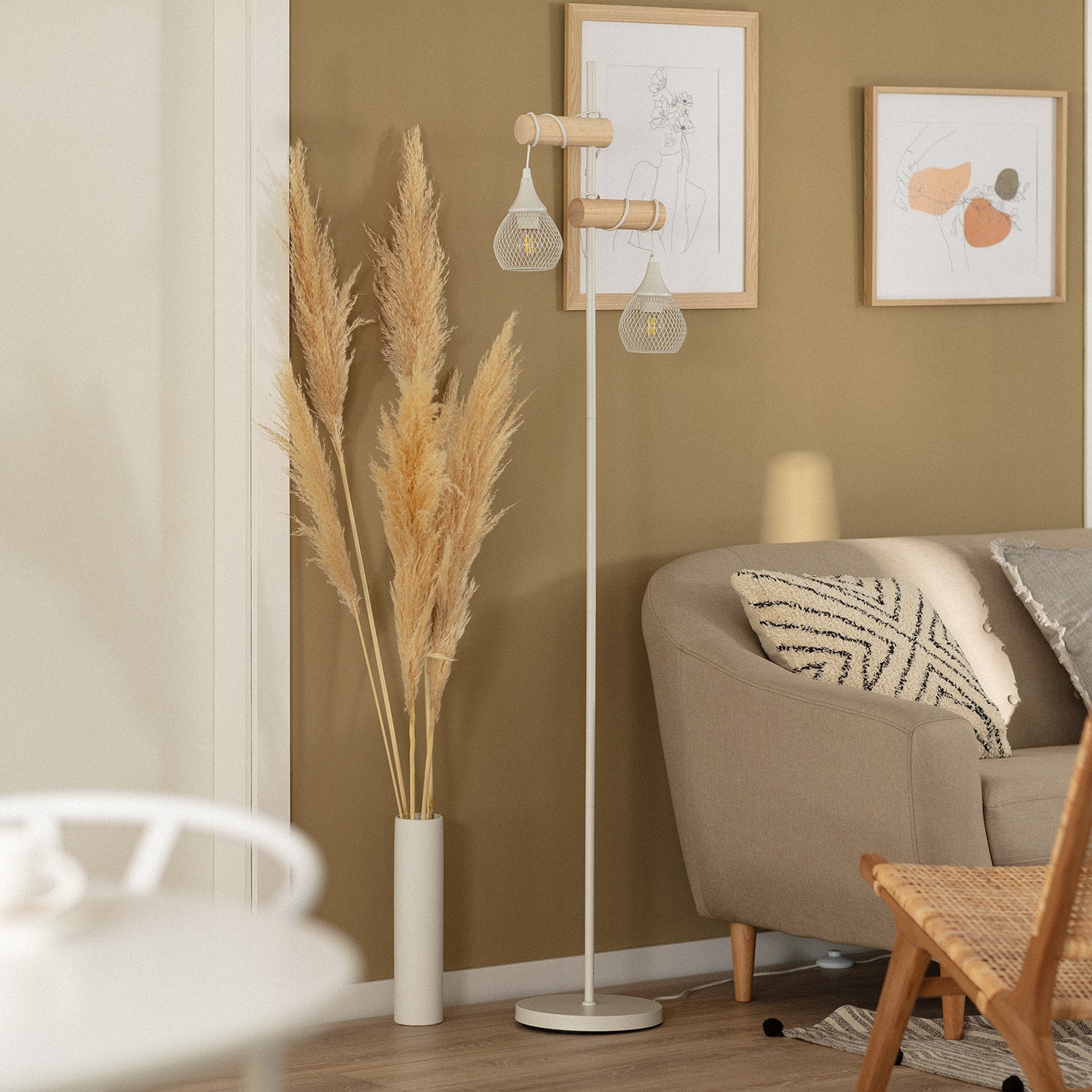 Lampadaire Monah E27 | Design Élégant | Aluminium et | Usage Intérieur IP20 | 164 cm, Blanc - 4