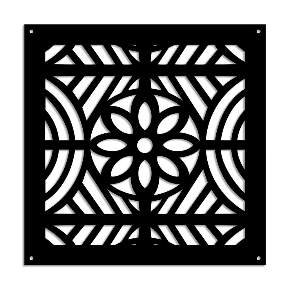 PROVENCE - Panel perforowany z PVC - Parasol przeciwsłoneczny - Rozmiar 73x73 cm - Grubość 1 cm - Kolor CZARNY