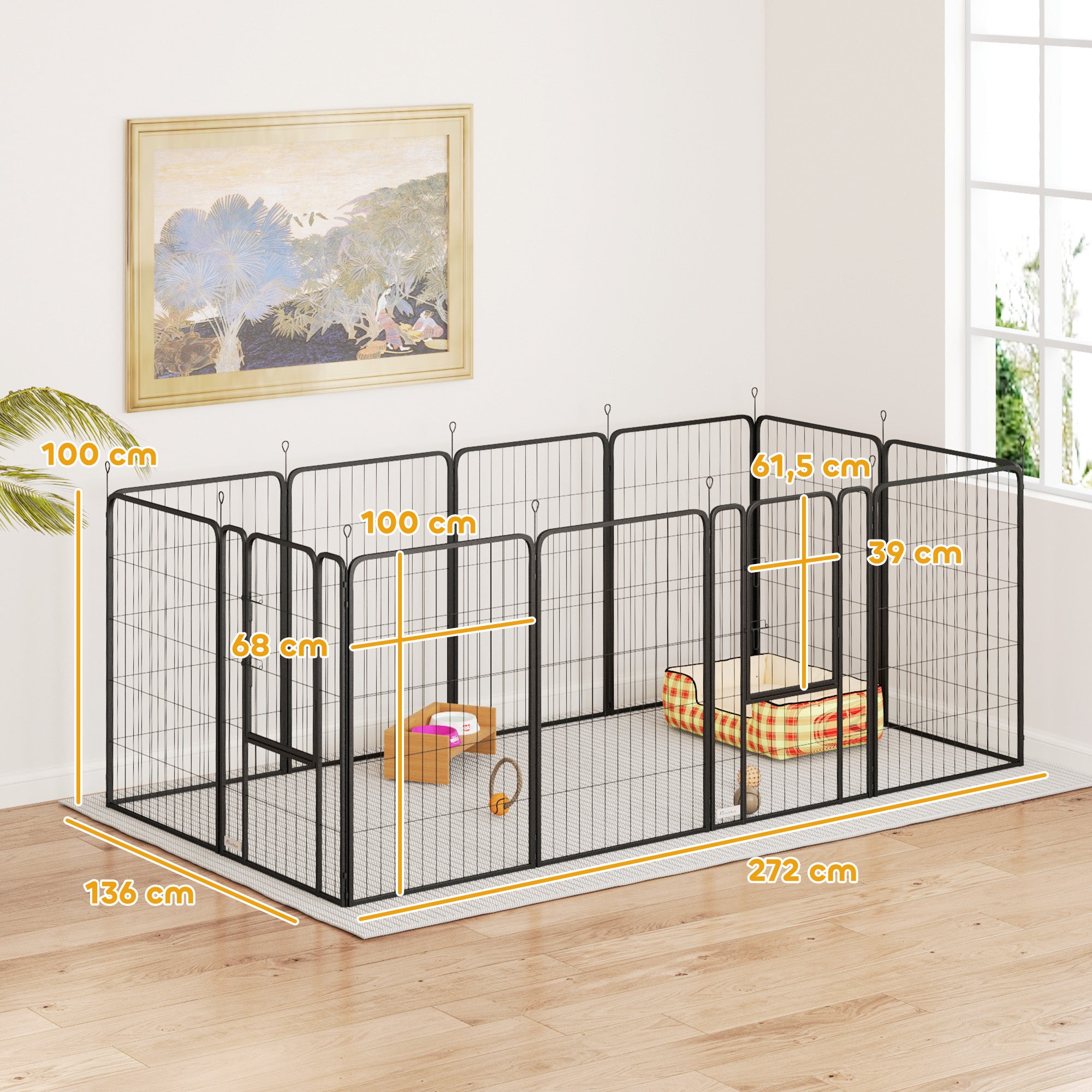 Parque para Perros PawHut Acero Negro 204x204x100 cm D06-248V02BK - 3