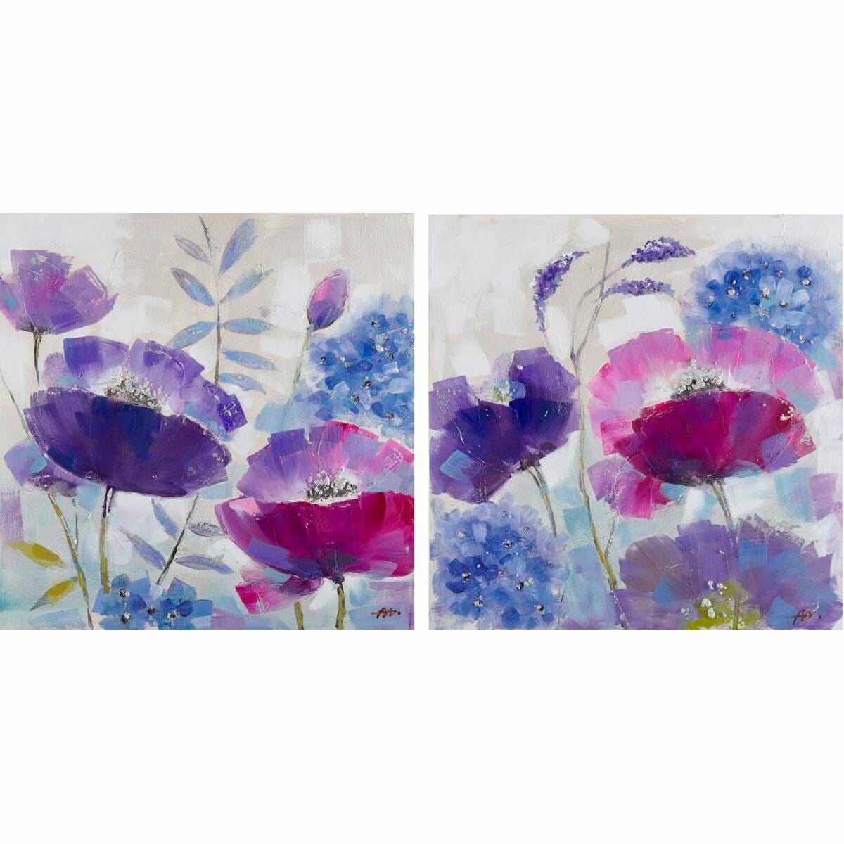 Cuadro dkd home decor 80 x 3,5 x 80 cm shabby chic (2 unidades)