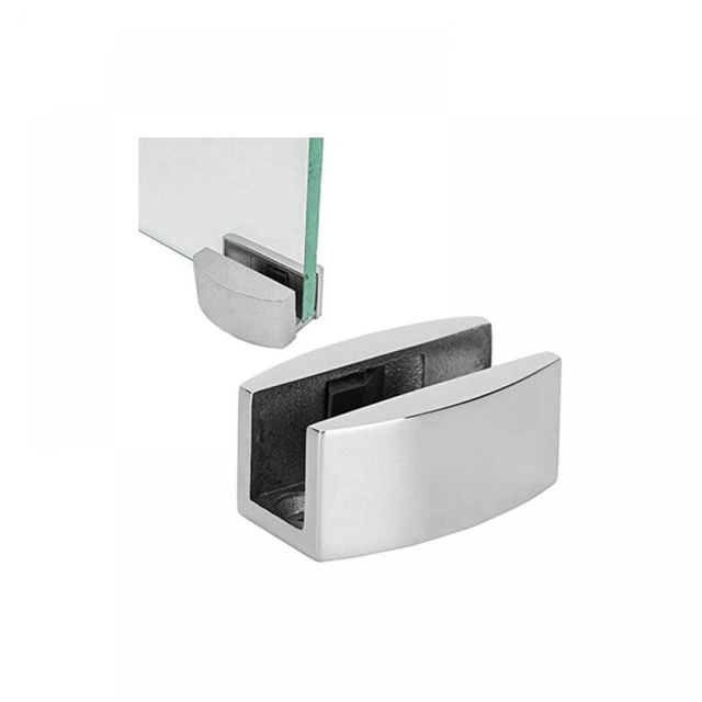 Lot de 2 guides pour portes coulissantes en verre, en acier inoxydable, avec butées pivotantes pour portes en verre de 10 à 12 mm d'épaisseur.
