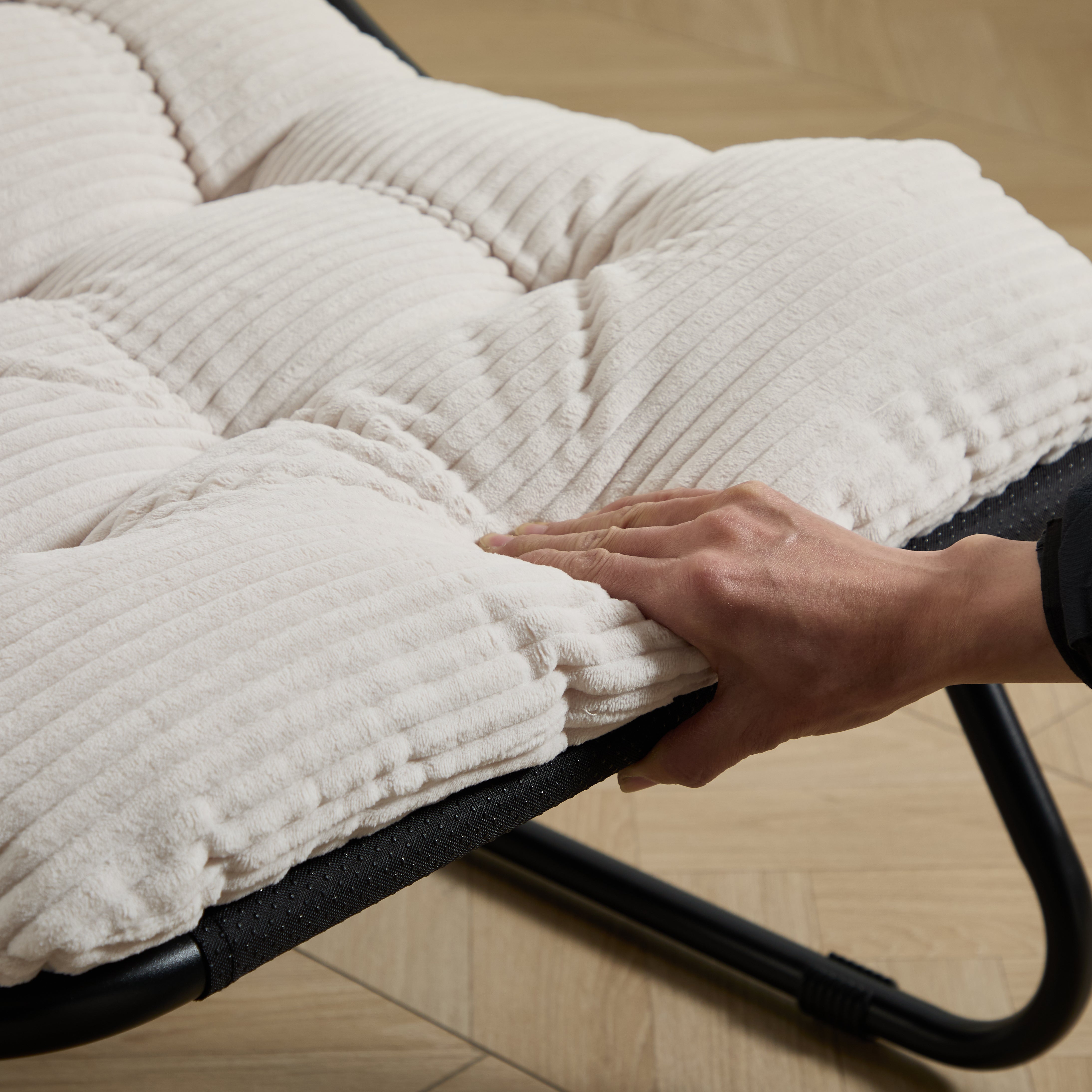 Fauteuil extérieur en acier avec coussin, pouf offert, chaise de jardin moderne pour terrasse et balcon - 8