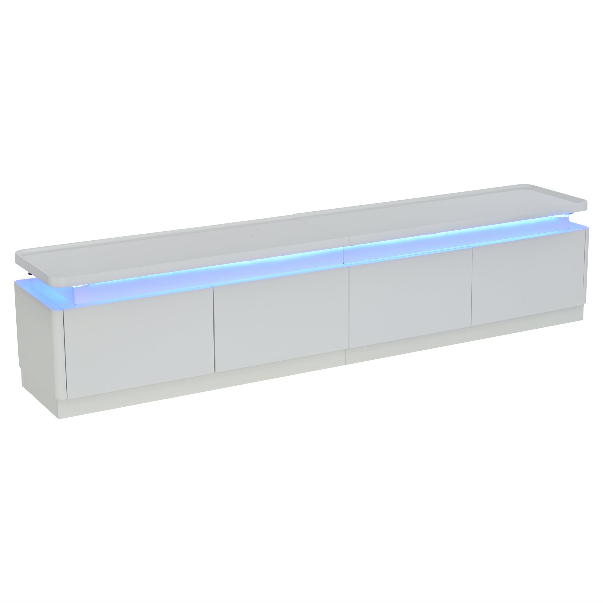 Stolik pod TV 180x34x40cm - z 4 szufladami - z oświetleniem LED - wykończenie błyszczące - kolor biały - 9