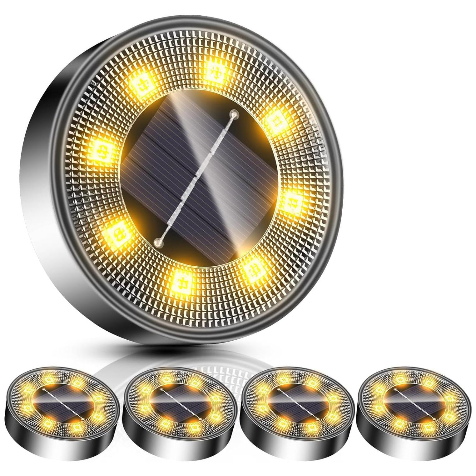 Lampy solarne gruntowe do użytku zewnętrznego sztuk lampy solarne z diodami LED do ogrodu zewnętrznego wodoodporne oświetlenie trawnika biały ciepły