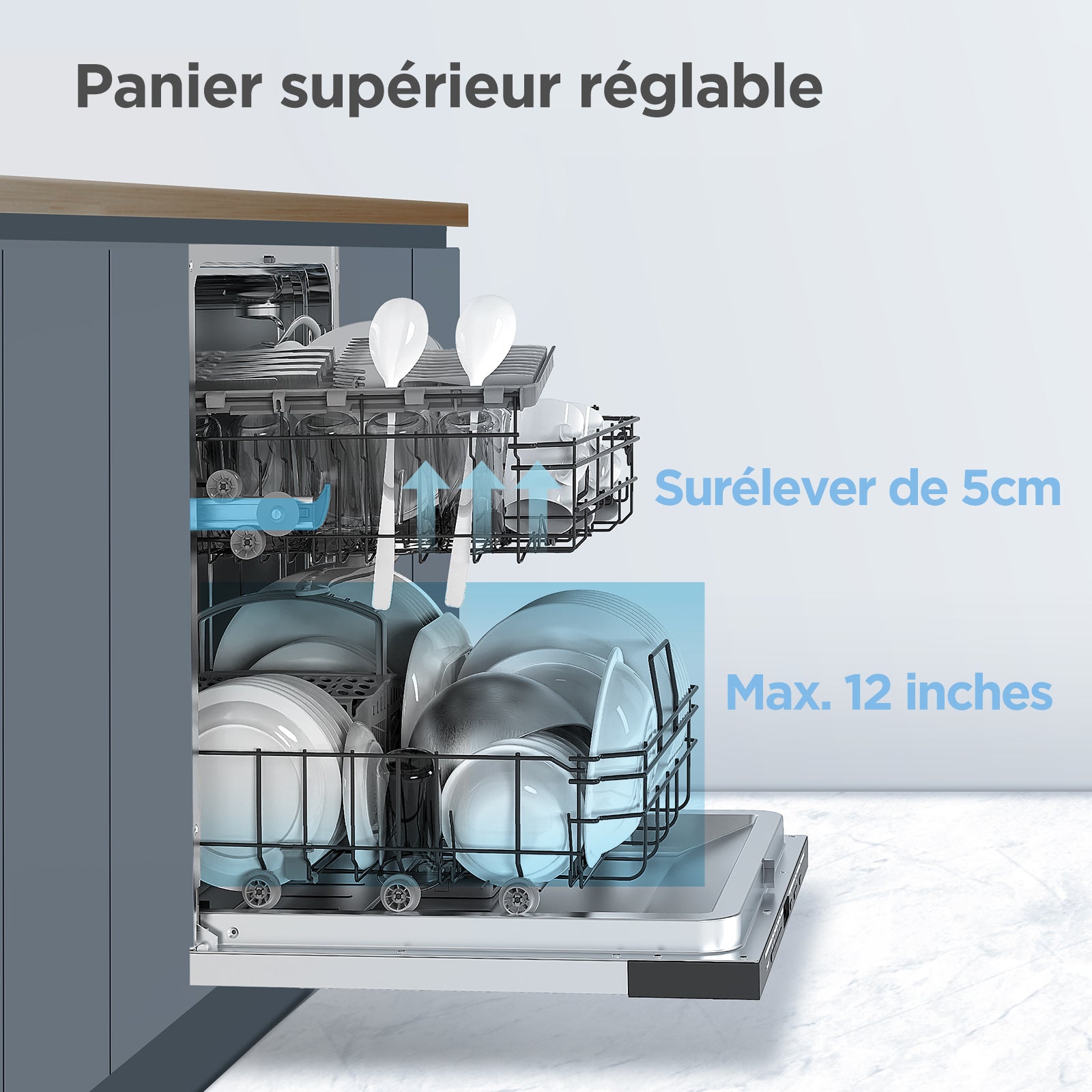 Lave vaisselle encastrable COMFEE 60cm intégrable 14 couverts - 44dB - 8 programmes -Énergétique D - 3