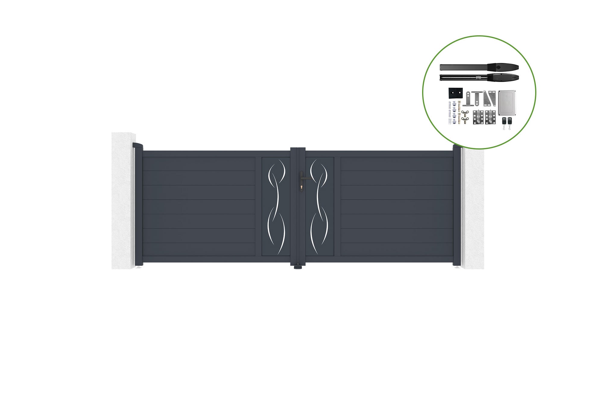 Brama skrzydłowa 3,5m LIFE wys. 120cm aluminiowa + napęd HICKER B200