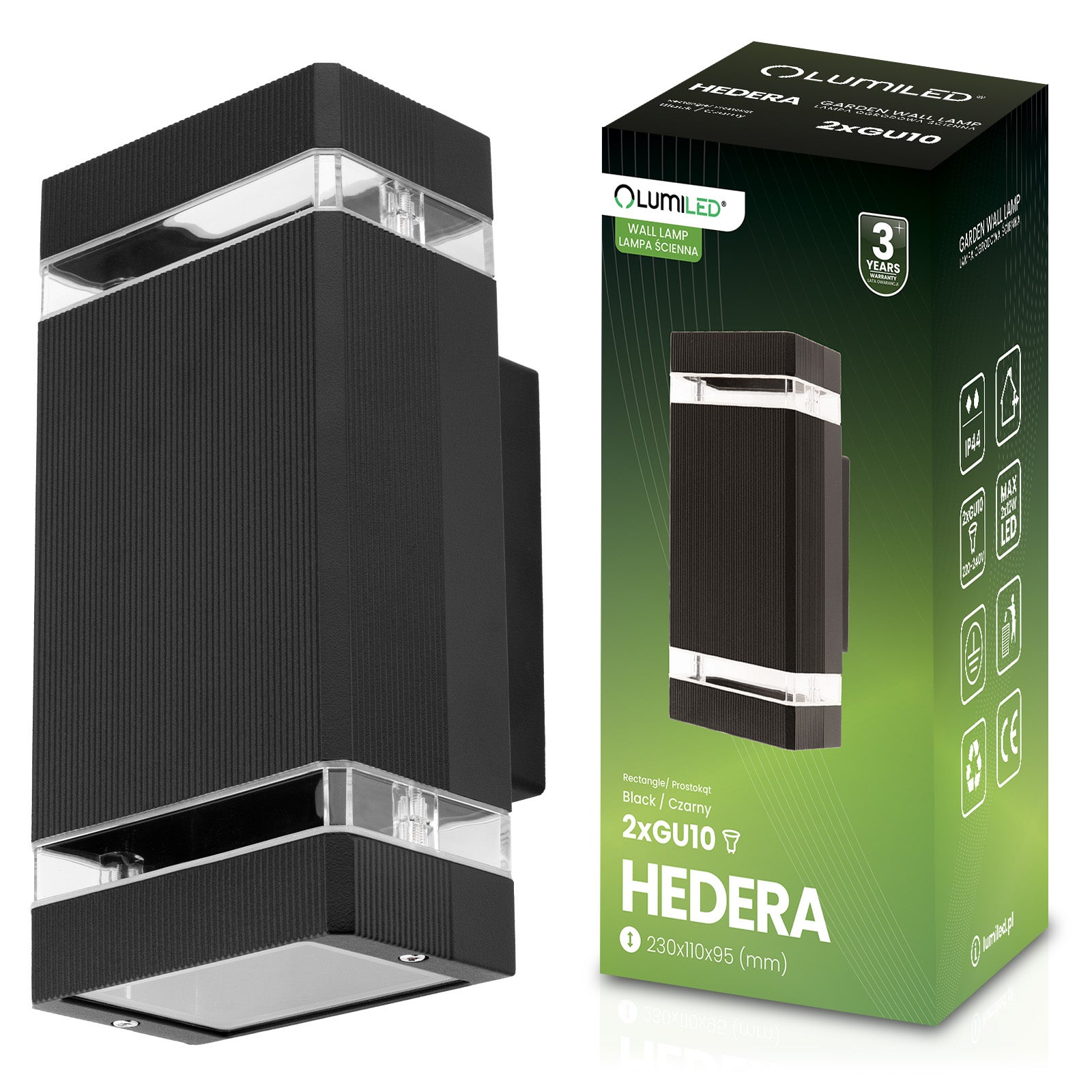 Lampa Ogrodowa Lumiled Kinkiet Elewacyjny GU10 Czarny 1 szt.