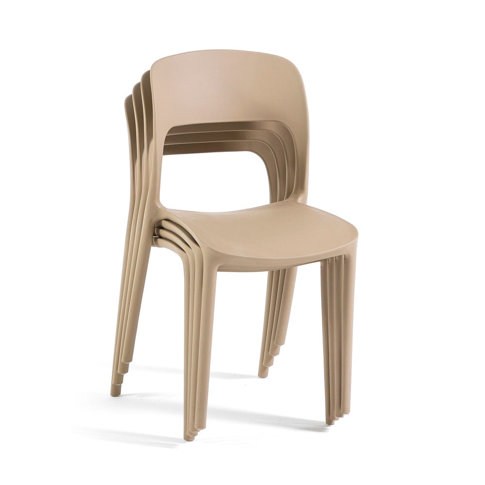 Lot de 4 chaises Barbara de jardin empilables en polypropylène avec fibre de verre caramel - 8