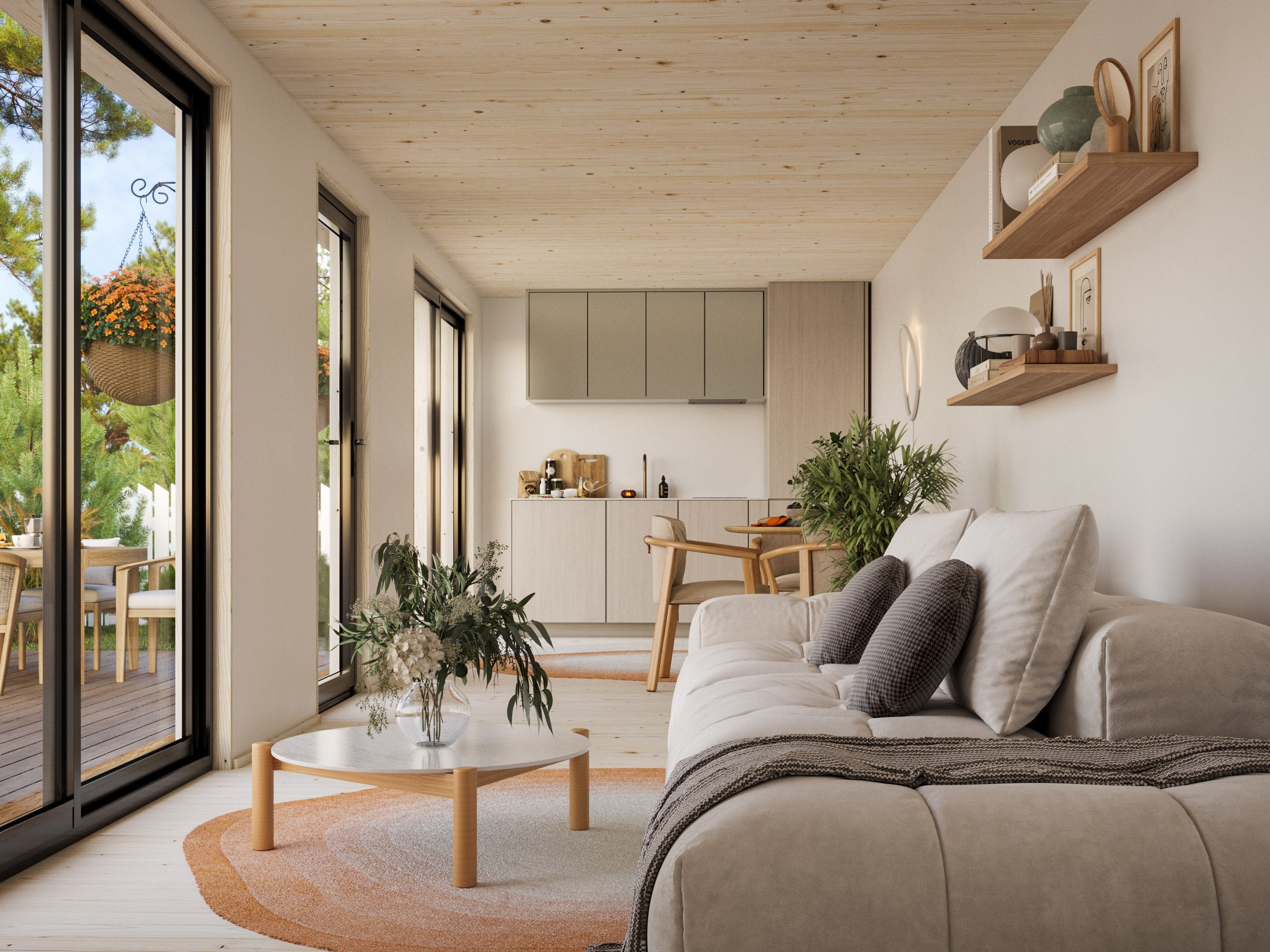Tiny house en bois Rebekka - PALMAKO - 22,4 m² - 901 x 339 cm - Baies coulissantes double vitrage trempé - 3