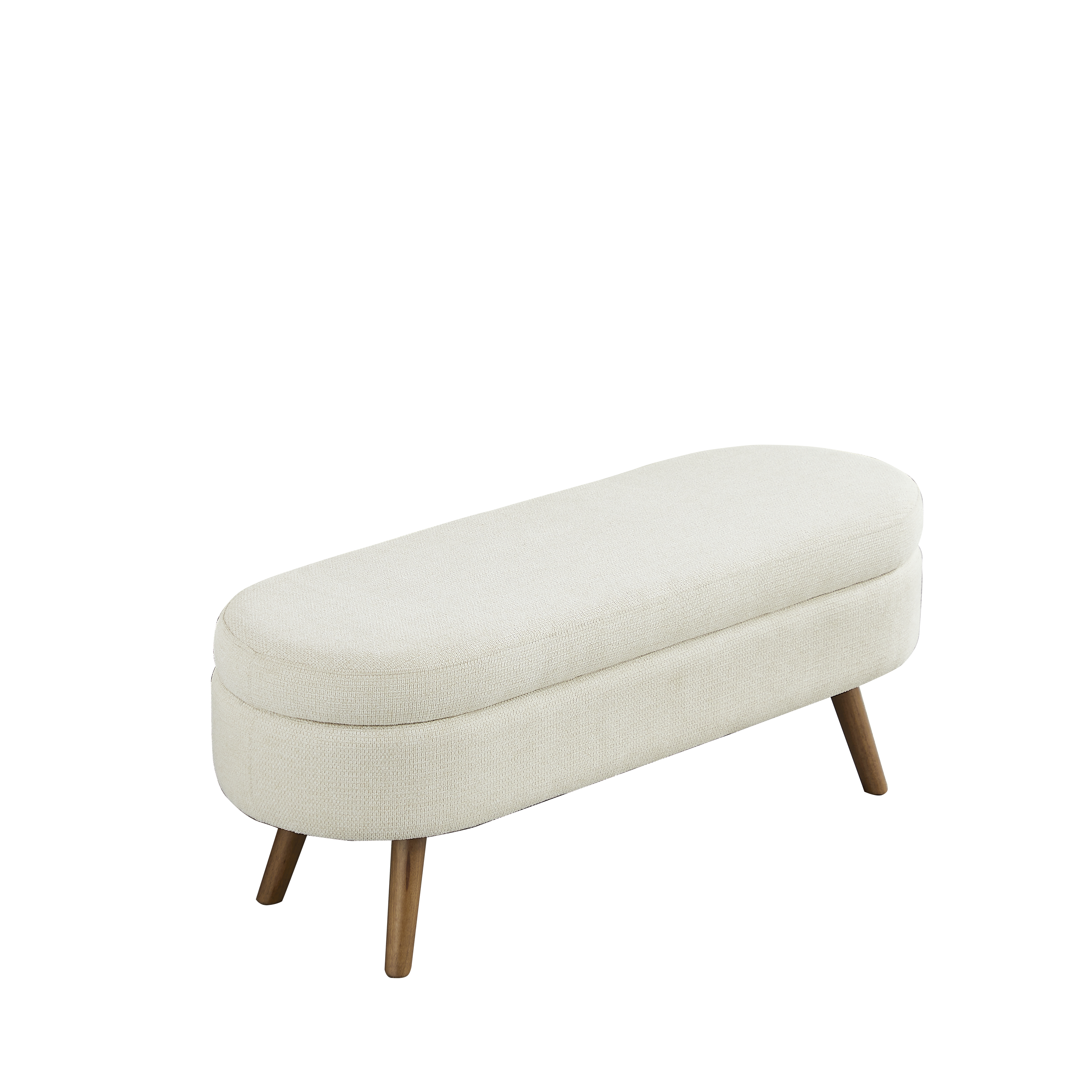 Banc coffre 110 cm, aération intégrée, forme ovale, chenille beige - 2