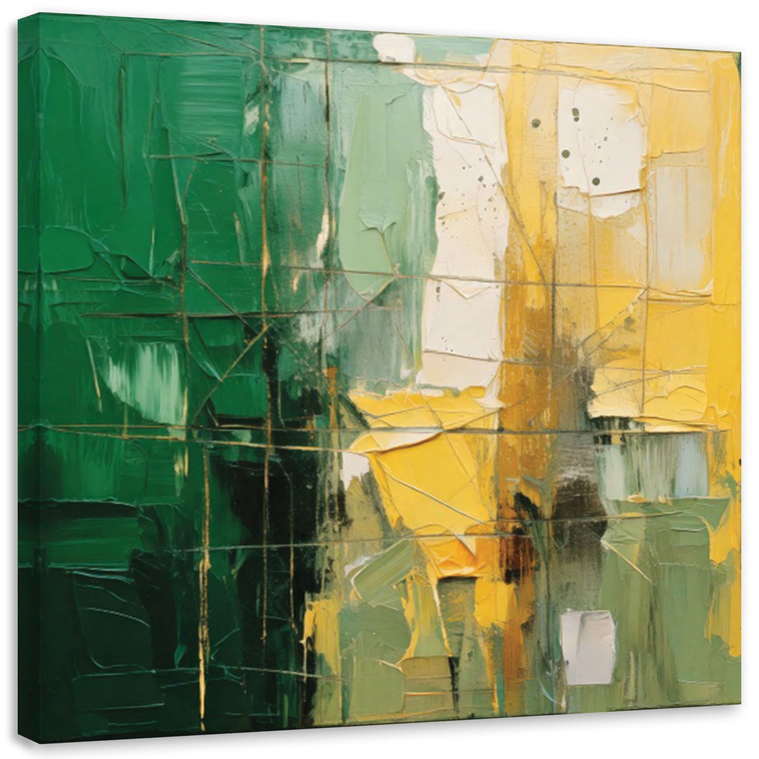 Obraz, Abstrakcja Geometryczna Zielony Żółty 30x30