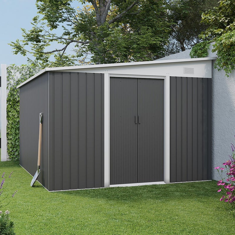 Schowek ogrodowy przyścienny z metalu/ocynkowanej stali antracytowy 9,76 m² - DAXTON