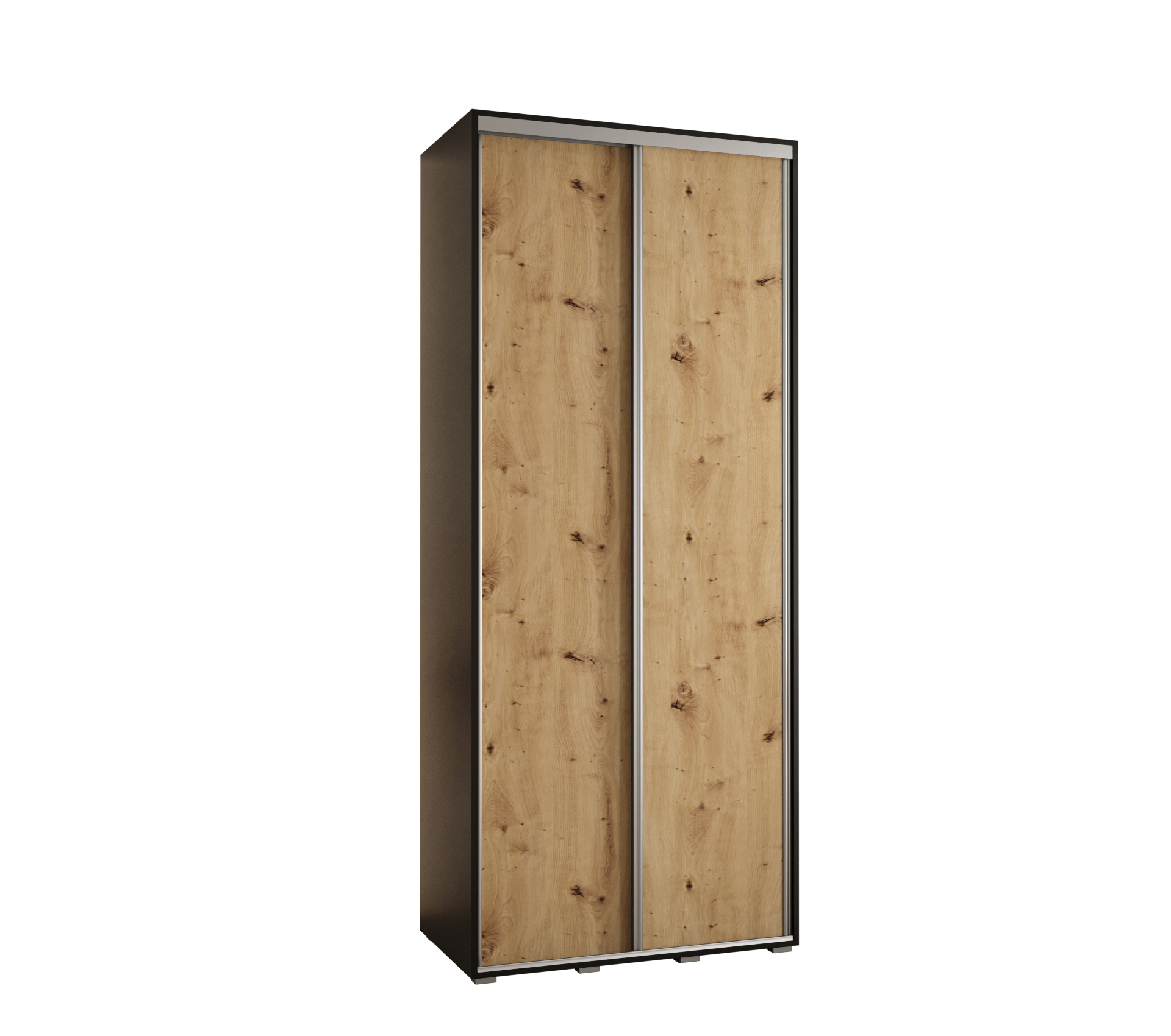 Szafa przesuwna wysoka Davos 1 100 x 45 x 235,2 cm czarny + artisan + u. srebrny - Abiks Meble