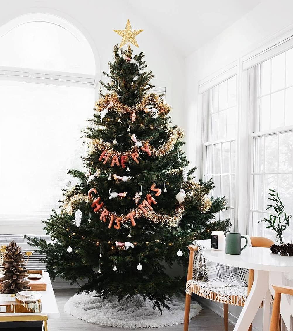 Topo de árvore de Natal, decoração de Natal, topo de árvore de estrela de Natal com luz LED, enfeites de árvore de Natal, dourado - 7