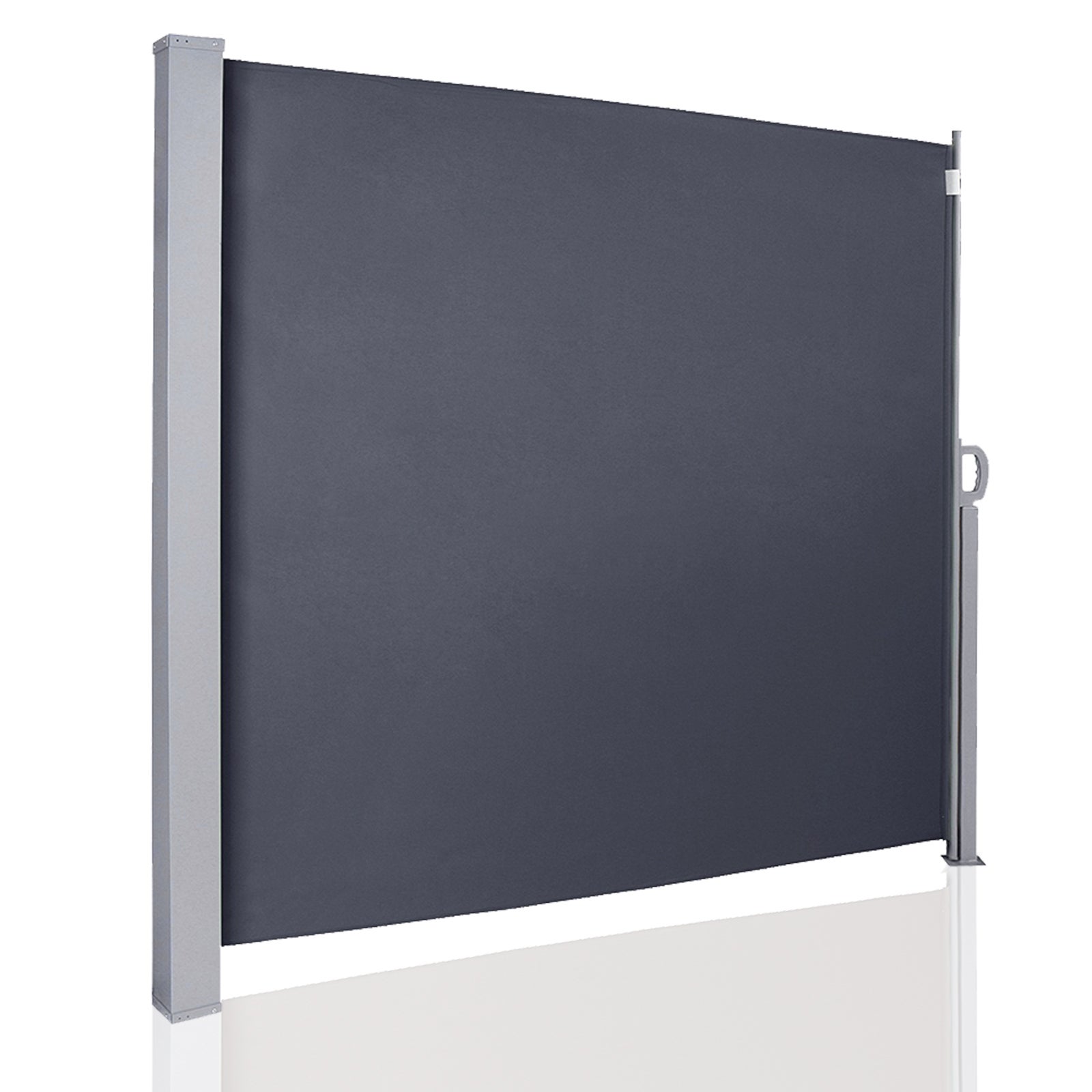 Toldo lateral extensible balcón antracita protección solar full cassette pantalla privacidad gris 160*300cm