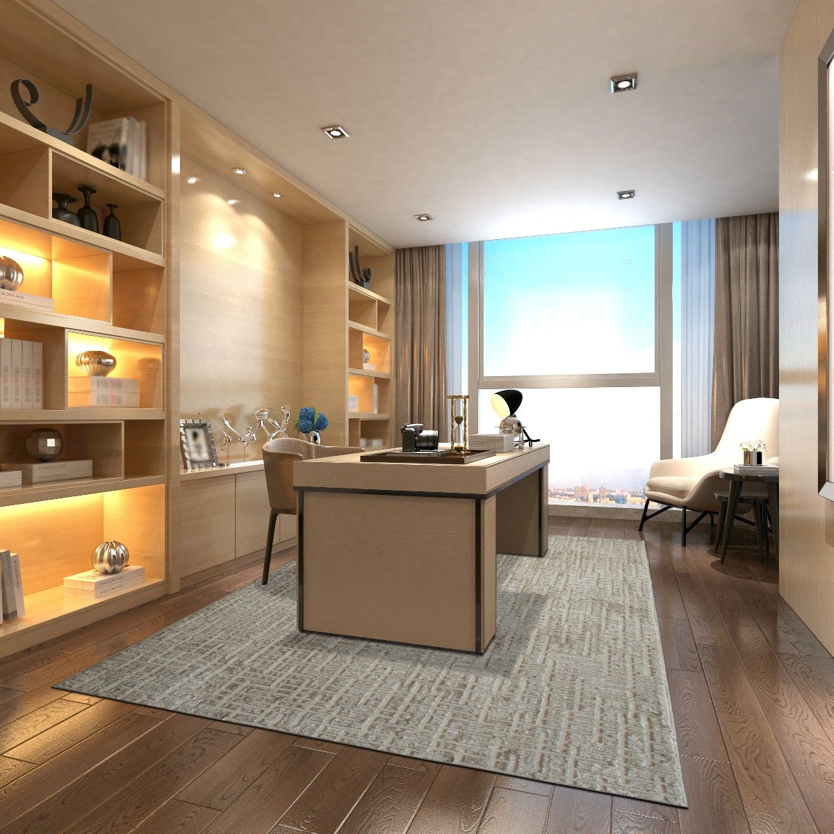 Tappeto moderno con motivo geometrico beige 160x230 - 5