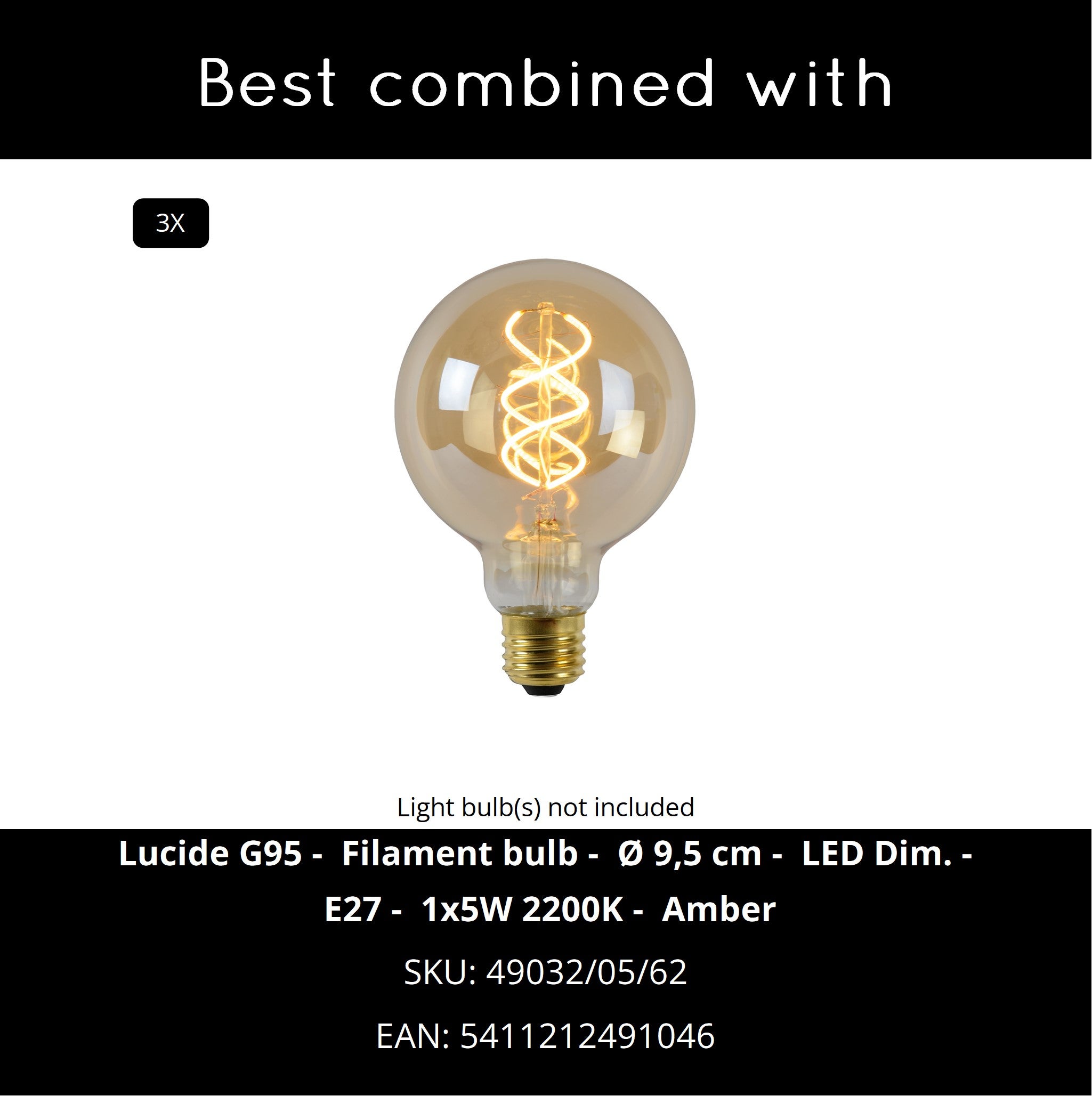 Lampa wisząca DANZA mosiężno-złota 3xE27x40W metal wym:155x50x50cm IP20 Lucide - 8