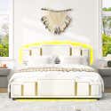 Letto 160x200 Beige Velluto con Contenitore a Gas Struttura in Legno ...