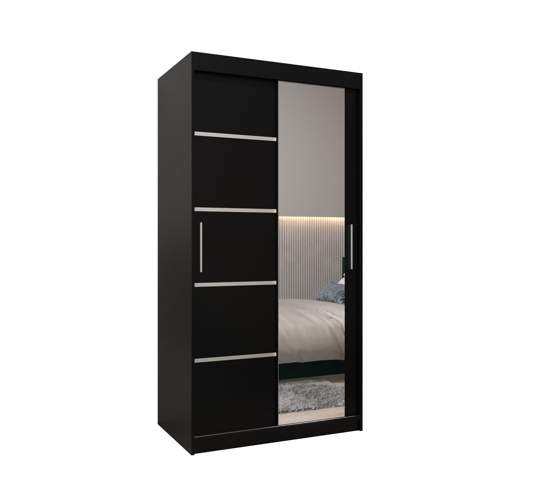 Szafa przesuwna garderoba Verona 2 100 x 62 x 200 cm Czarny + Czarny - Abiks Meble
