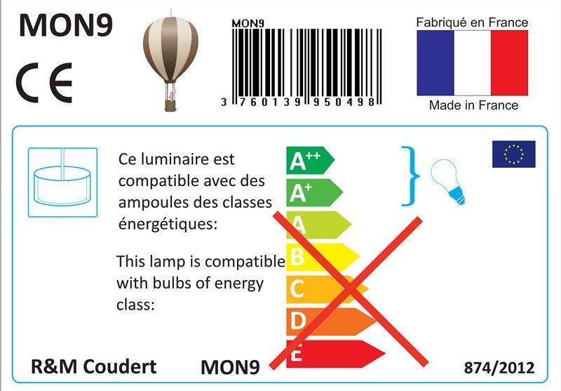 Lampe suspension enfant MONTGOLFIERE - R&M Coudert - grise - 9