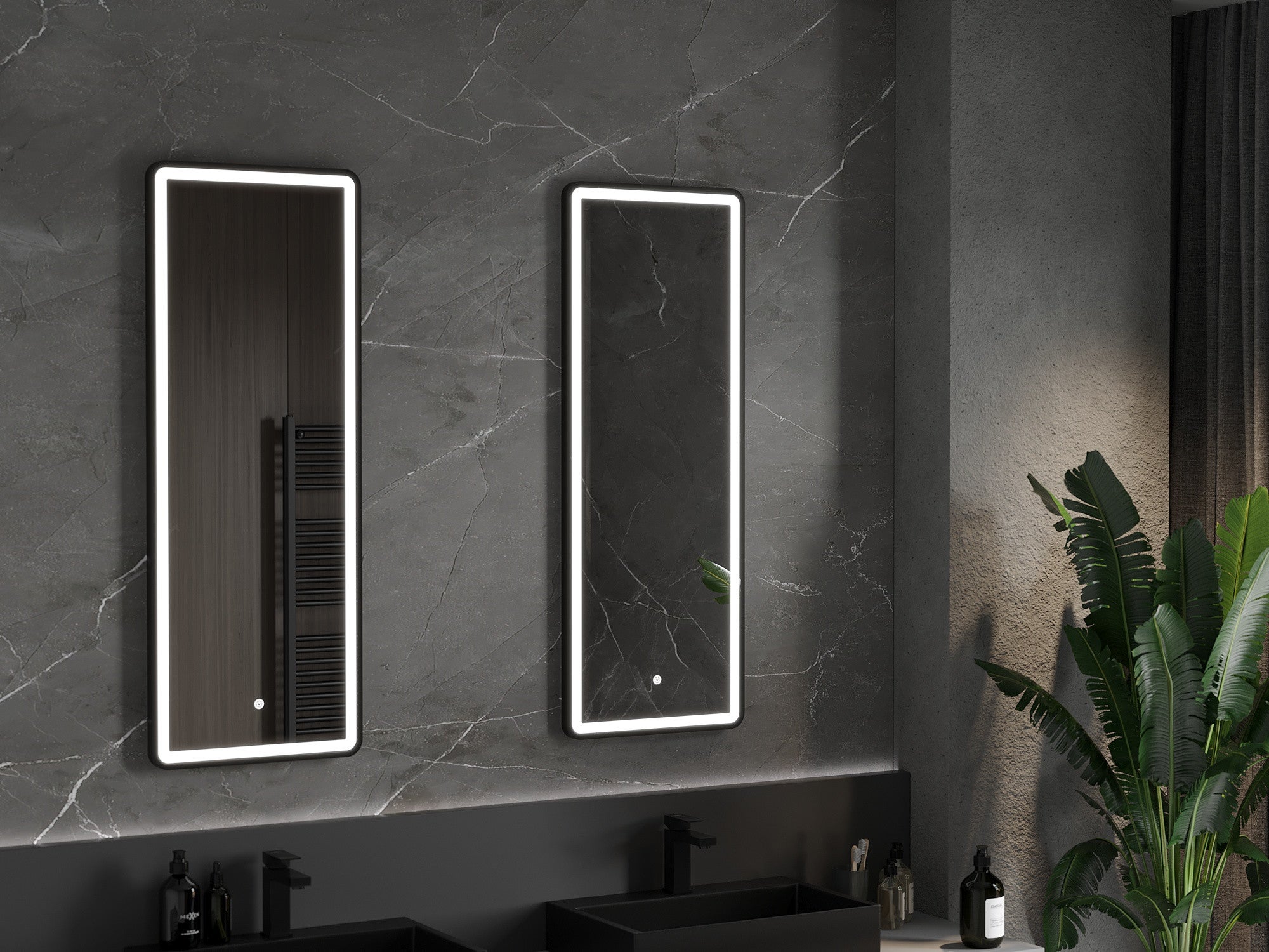 Mexen Coro lustro łazienkowe podświetlane 45 x 120 cm, LED 6000K, antypara, rama czarna - 9817-045-120-611-70