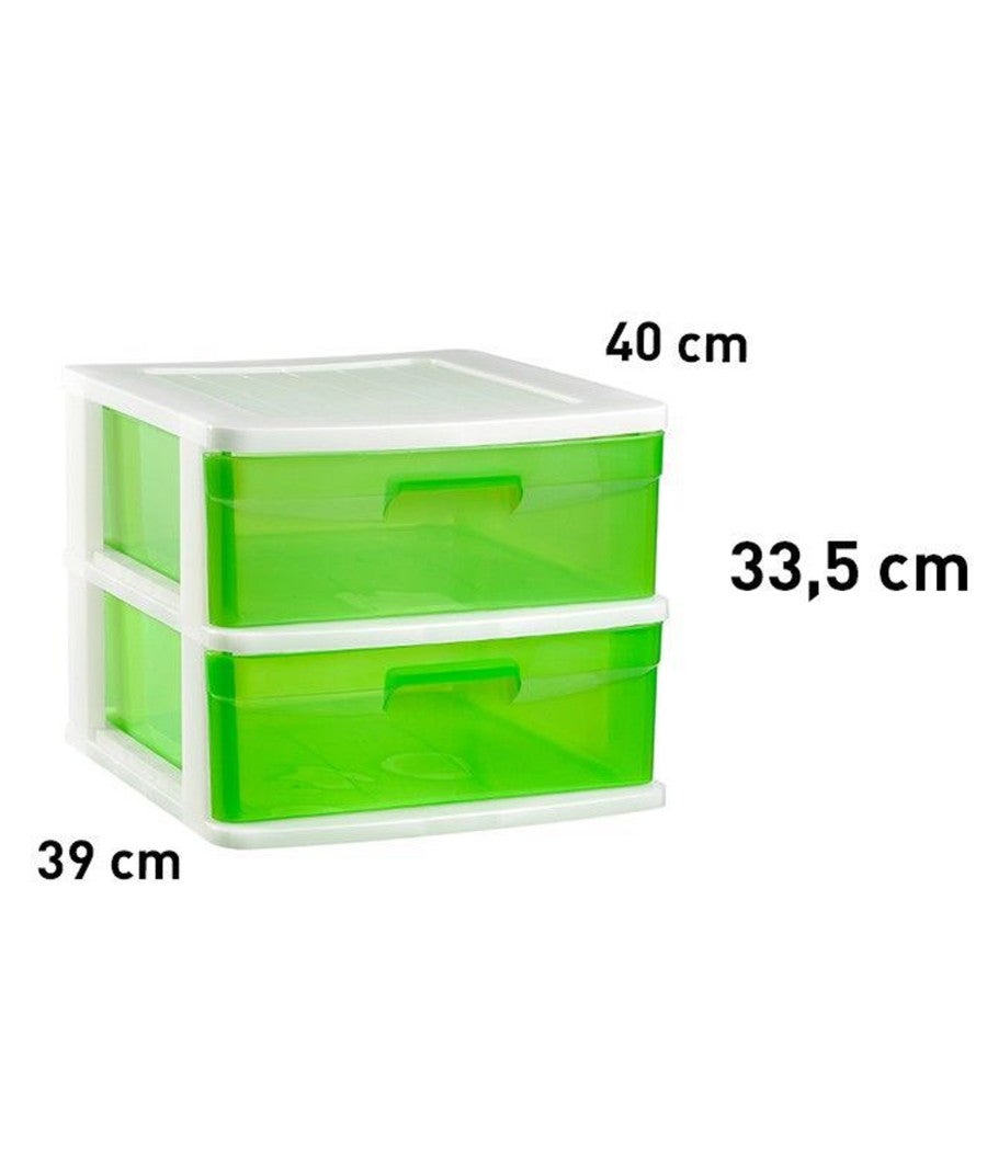 Trade Shop - Cassettiera A 2 Cassetti Piani Per Bricolage E Uso Domestico Colore Verde Pvc - - 2