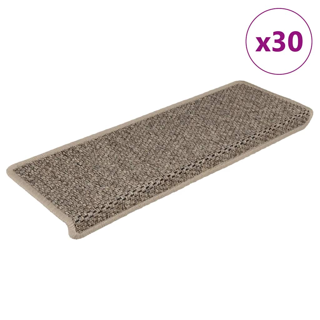 Tapis d'escalier autocollants 30 pcs | Paillasson d'escalier | Tapis de marche 65x21x4 cm beige foncé CFW693116 - 2