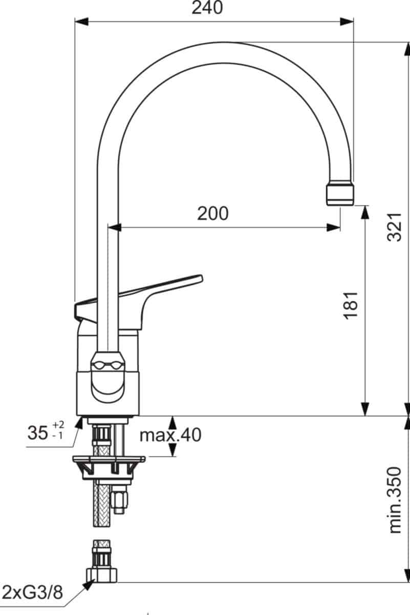 Mitigeur Évier Olyos - Chrome - C3 Porcher - Mitigeur Cuisine