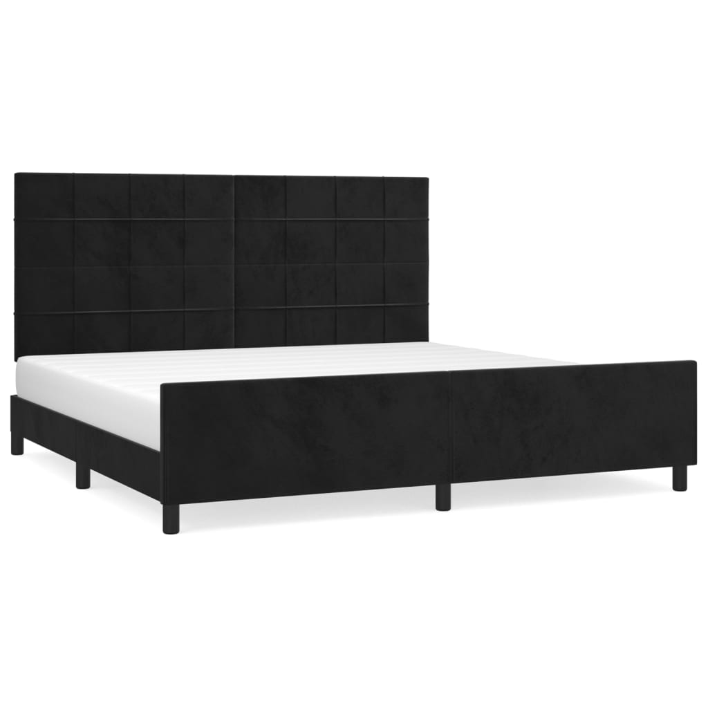 Cadre de lit sans matelas noir 200 x 200 cm en velours - 2