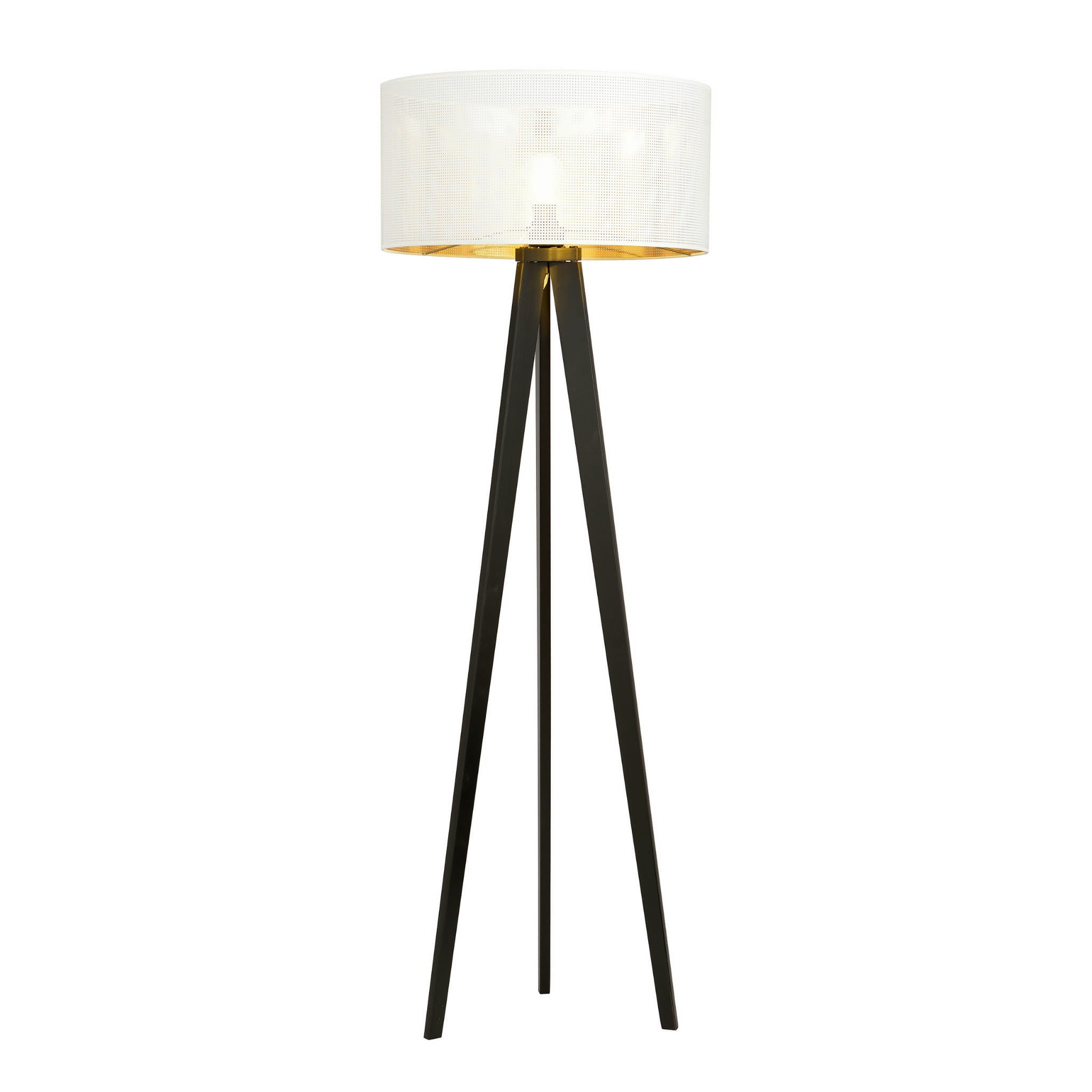 Lampa podłogowa stojąca Aston czarno-biało-złota 1xE27x15W wym: 150 x 45 x 45 cm tkanina Emibig