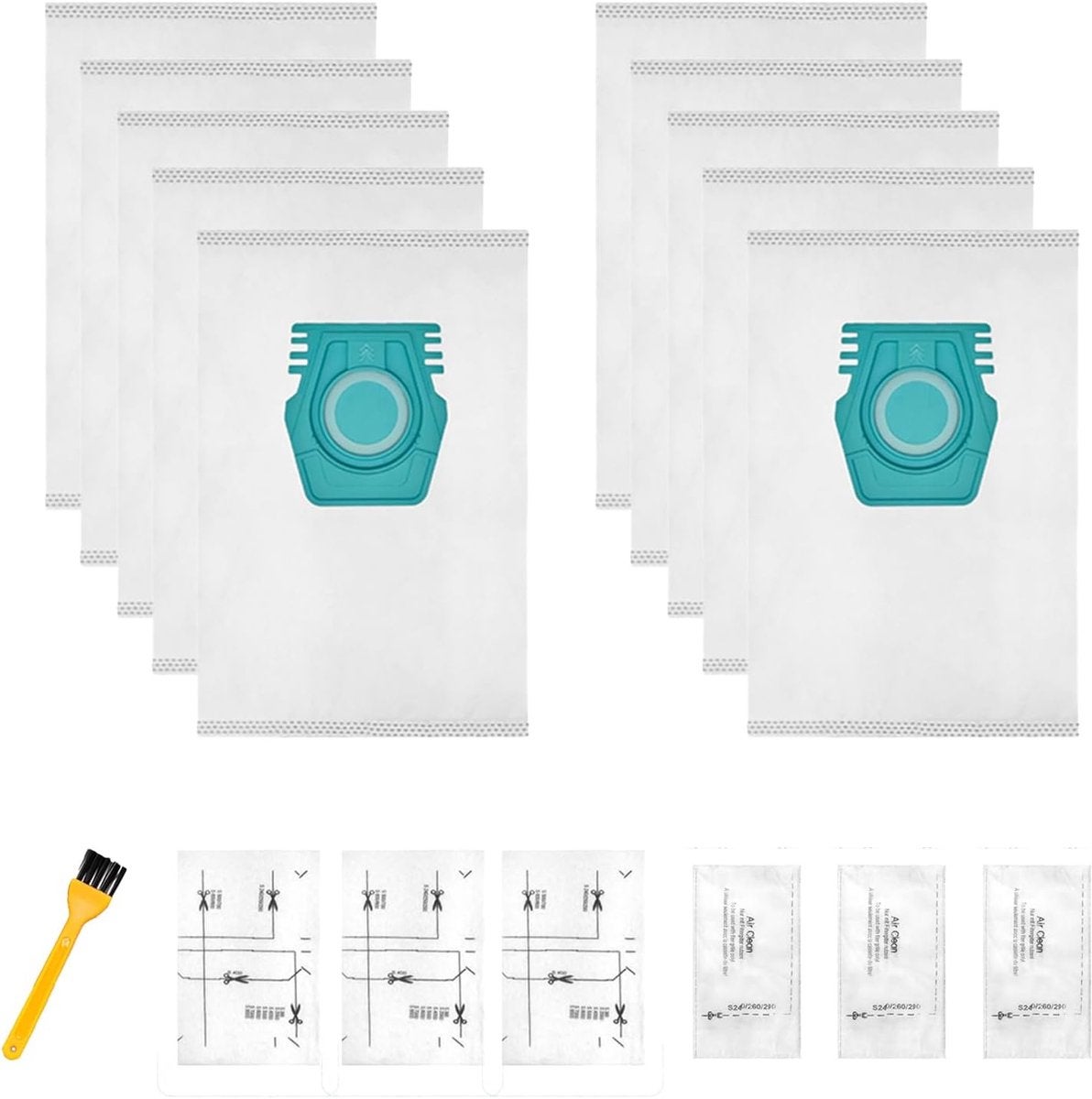 10 saci de aspirator compatibili pentru sacii de praf Miele Pure TU S1 L1, cu 1 perie de curățare, 3 seturi de filtre mici de bumbac