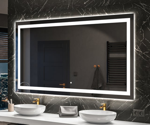 Espelho com iluminação LED (100x100cm) para casa de banho (LED015) Interruptor tátil | Branco frio 7000K