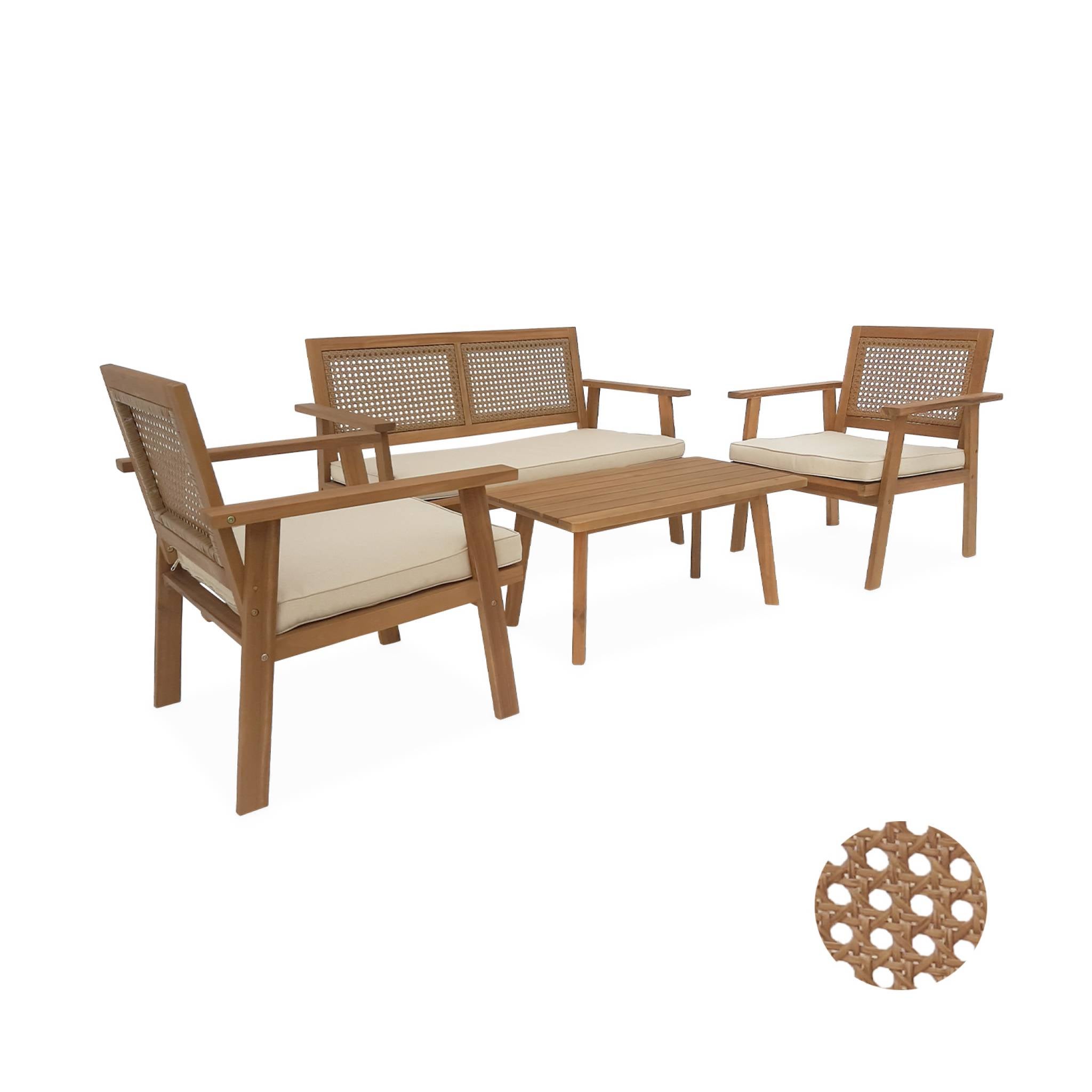 Salon de jardin en Bois Beige 4 personnes - 2