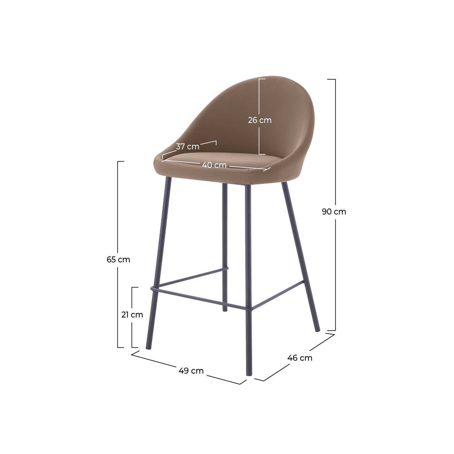 Lot de 2 chaises pour îlot central 65 cm en cuir synthétique marron - Misty - 4