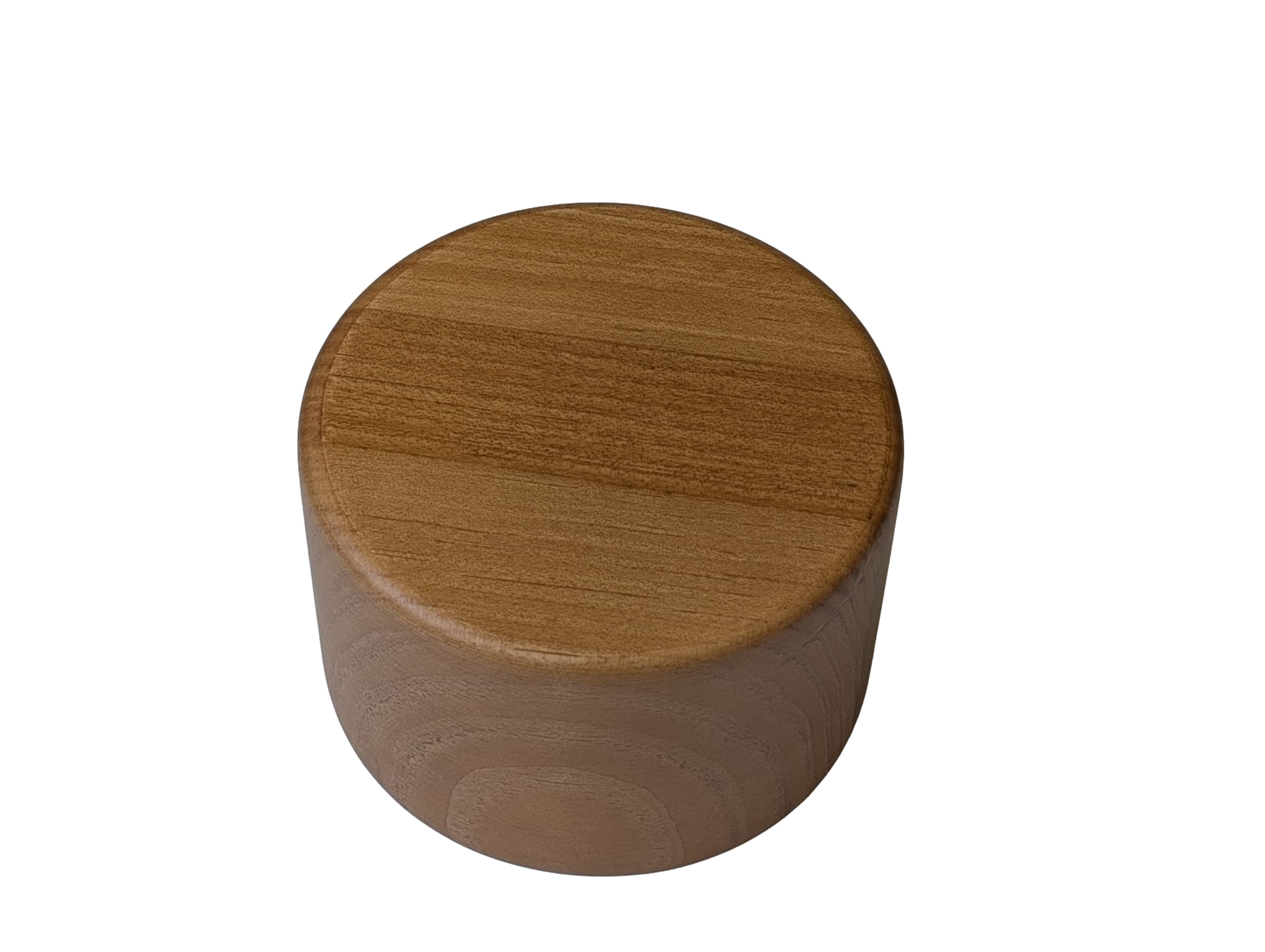 Socle circulaire solide. Diamètre : 10 cm. Hauteur : 6,5 cm. Finition chêne vernis. Bois massif. - 3