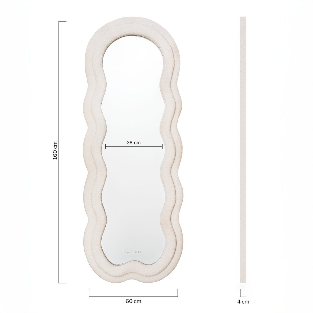 Flamingueo Specchio da Terra Specchio da Parete Lungo Specchio Grande Teddy Ondulato Decorazioni Camera da Letto 160x60x4 cm - 7