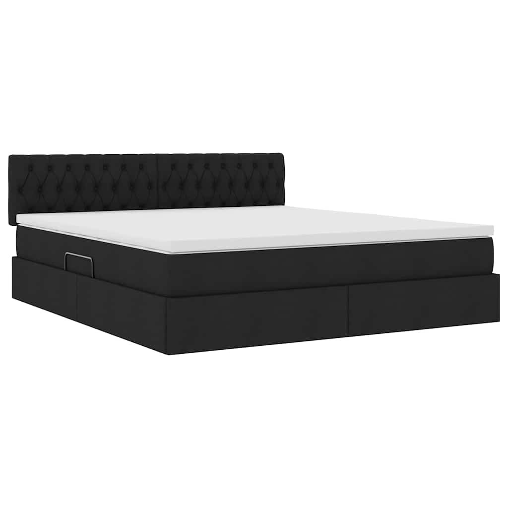 Lit avec rangement et matelas noir 180 x 200 cm en velours - 5