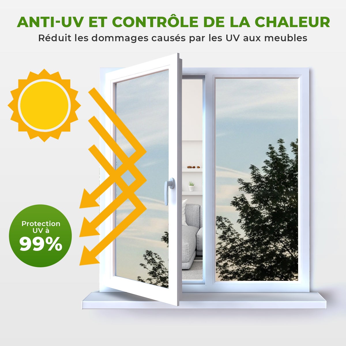 Film adhésif miroir privatif pour fenêtre au mètre - Anti-Regard Anti-UV Anti-Chaleur - 90cmx5m - 6