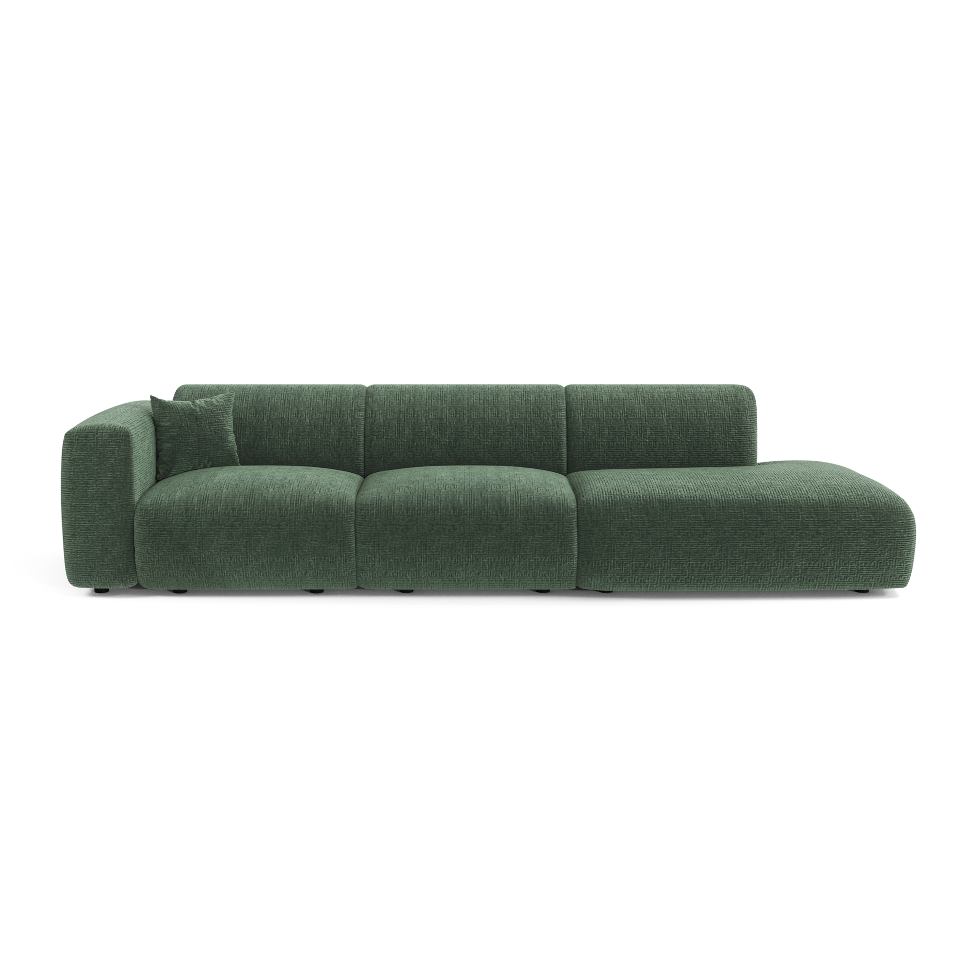 Canapé gauche 5 places MYRA velours à motifs vert émeraude | Leroy Merlin